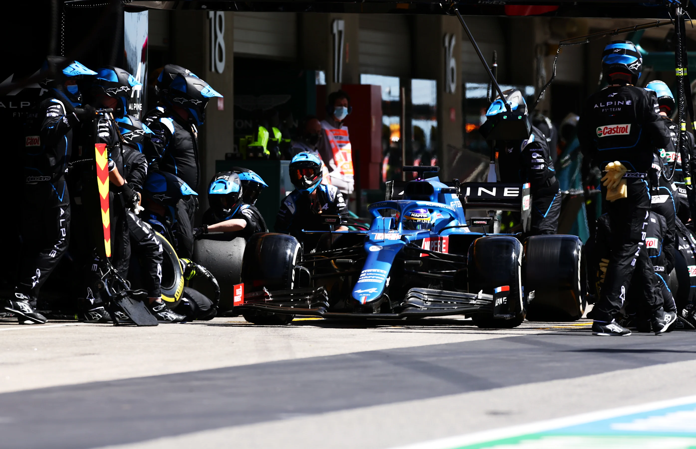 PORTIMAO, PORTUGAL - MAY 02: Fernando Alonso of Spain driving the (14) Alpine A521 Renault in the