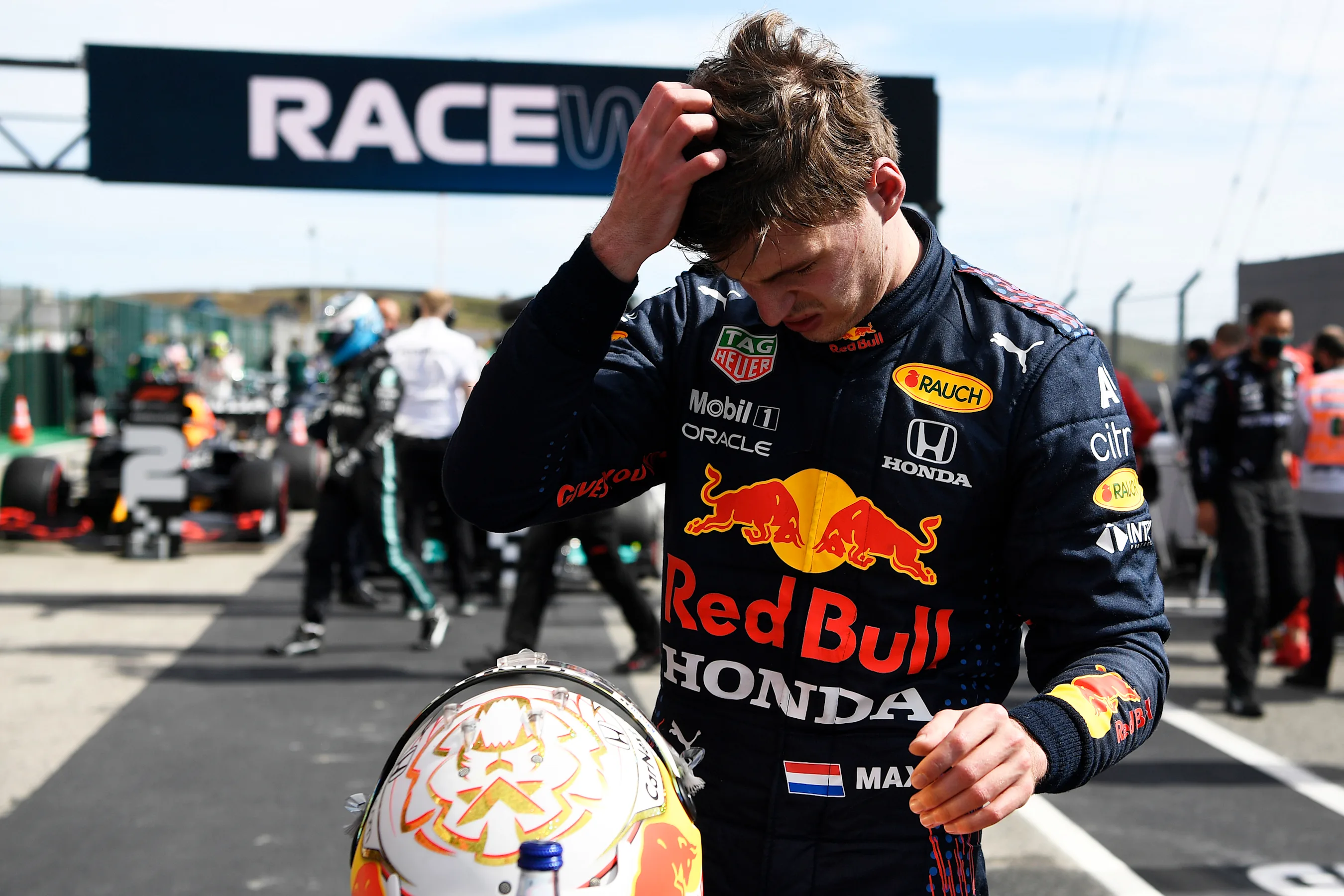 PORTIMAO, PORTUGAL - MAY 02: Second placed Max Verstappen of Netherlands and Red Bull Racing reacts