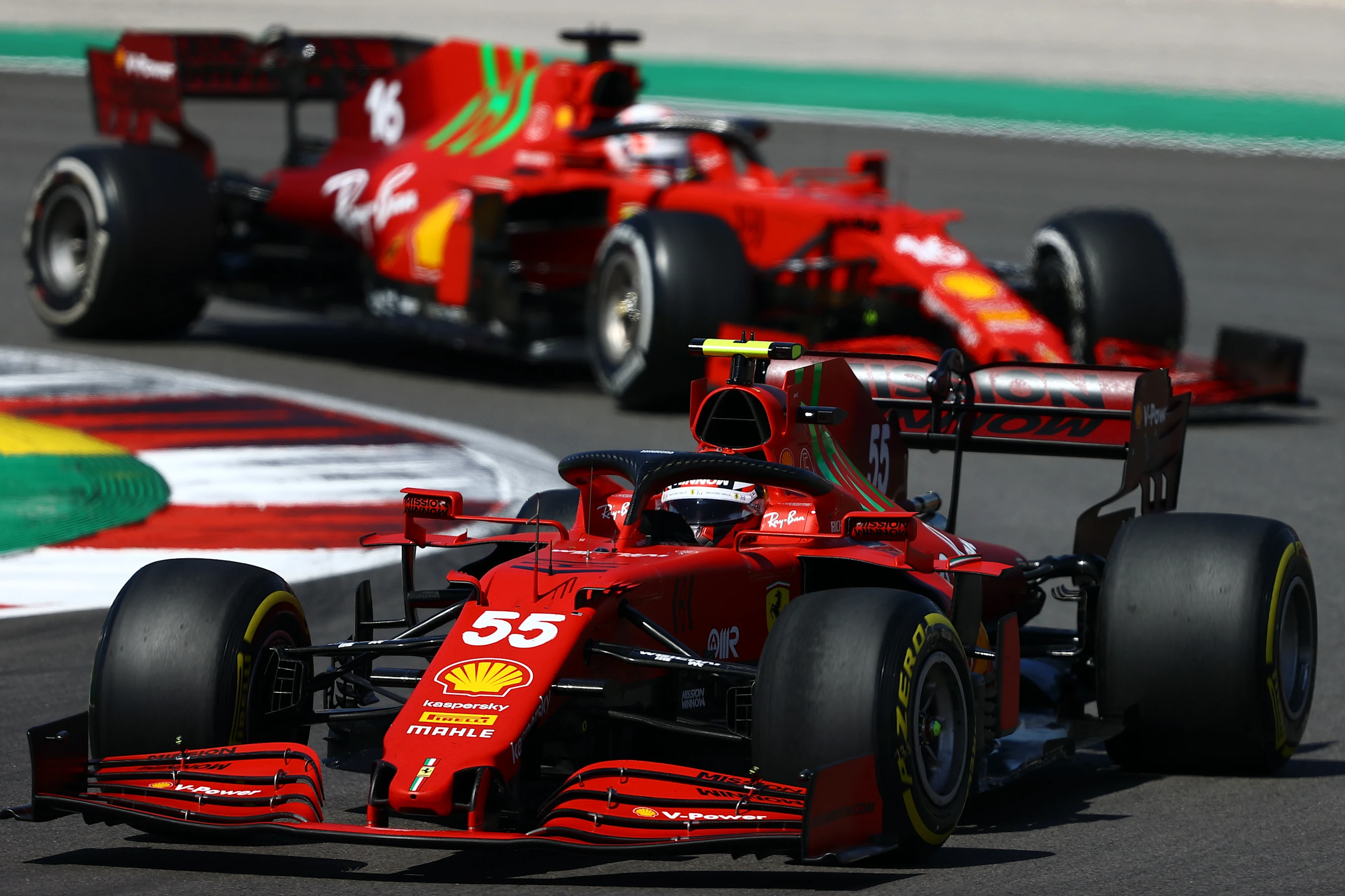 PORTIMAO, PORTUGAL - MAY 02: Carlos Sainz of Spain driving the (55) Scuderia Ferrari SF21 on track