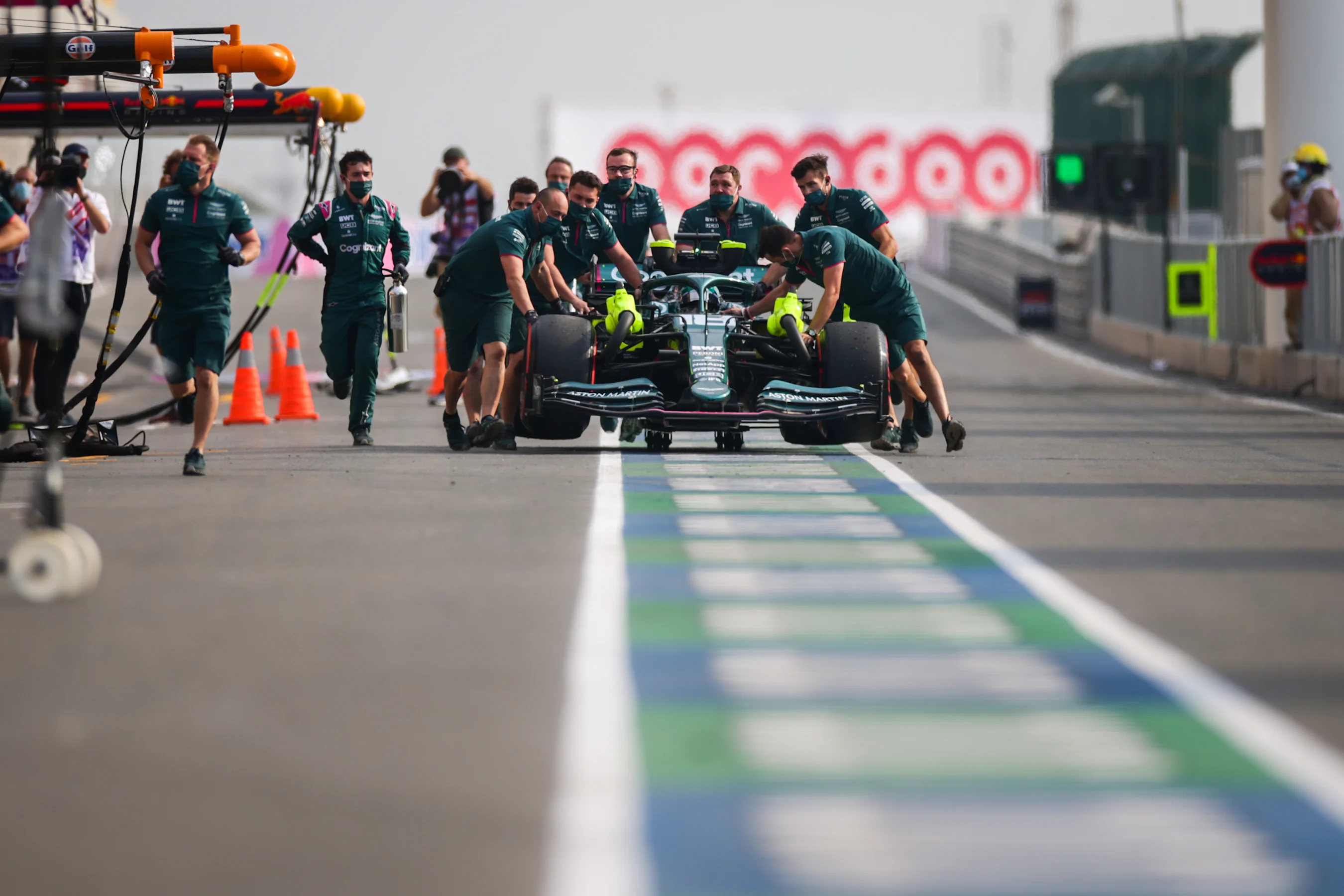 DOHA, QATAR - NOVEMBER 19: Lance Stroll of Aston Martin and Canada during practice ahead of the F1