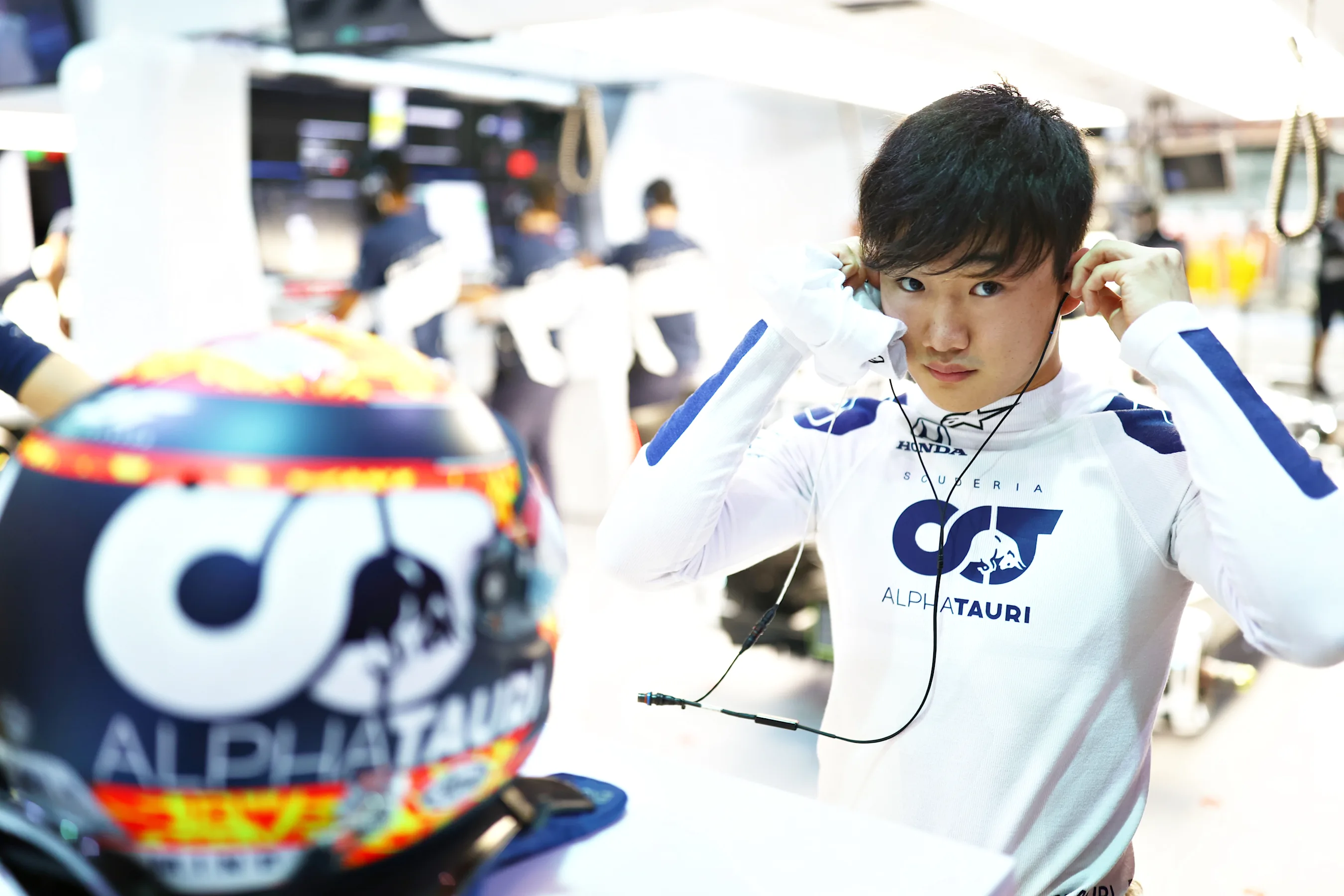 DOHA, QATAR - NOVEMBER 20: Yuki Tsunoda of Japan and Scuderia AlphaTauri prepares to drive in the