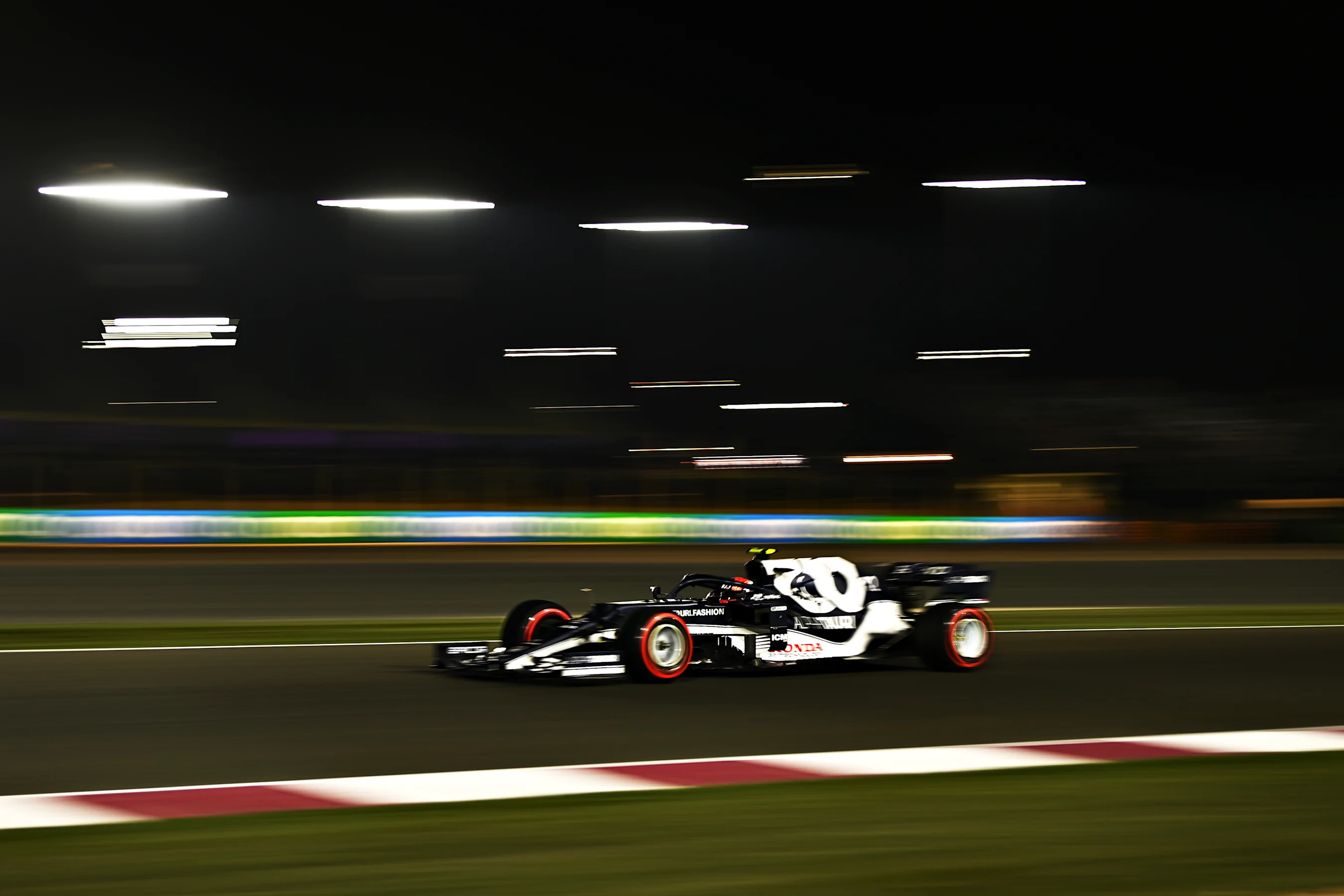 DOHA, QATAR - NOVEMBER 20: Pierre Gasly of France driving the (10) Scuderia AlphaTauri AT02 Honda