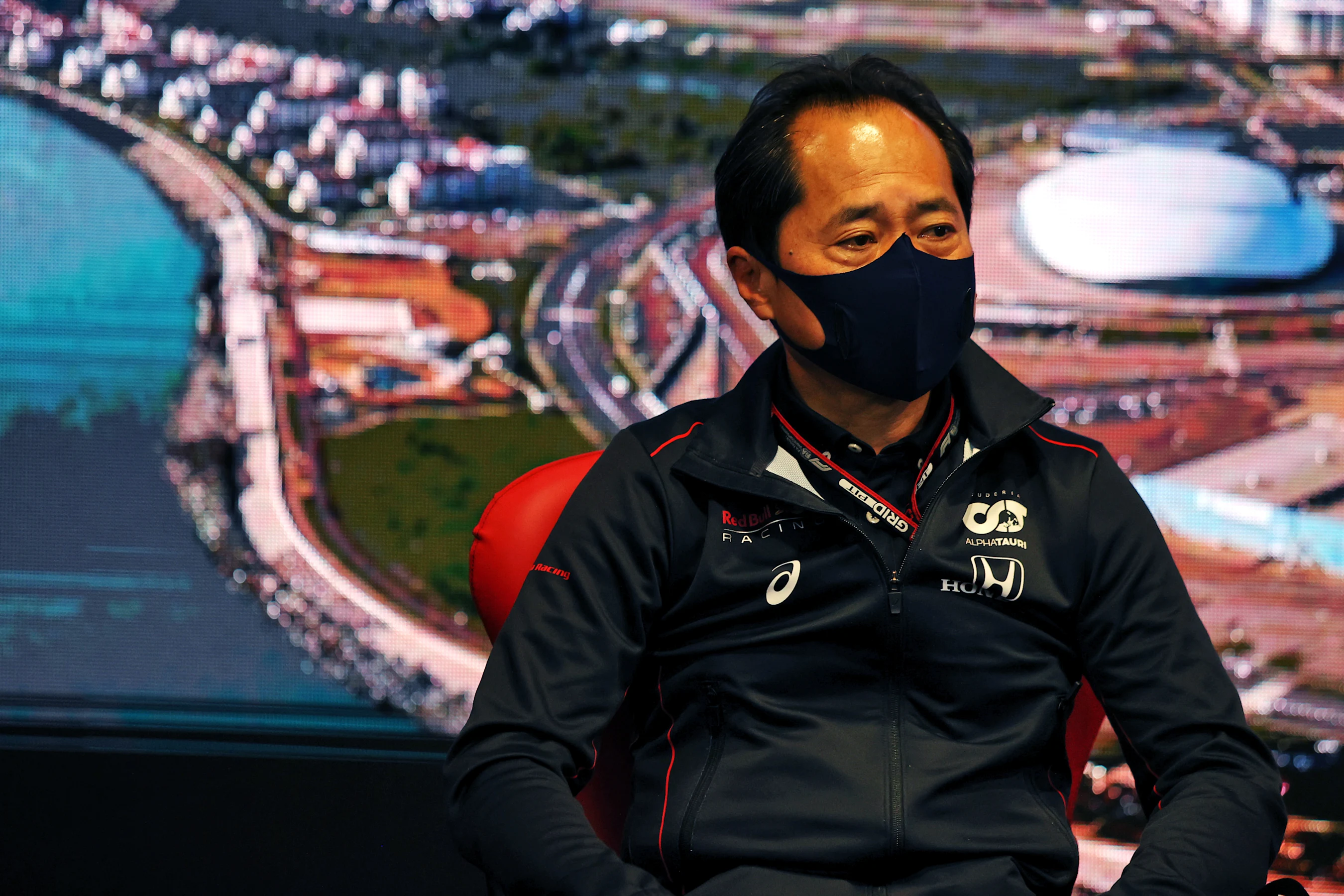 SOCHI, RUSSIA - SEPTEMBER 24: Toyoharu Tanabe of Honda talks in the Team Principals Press