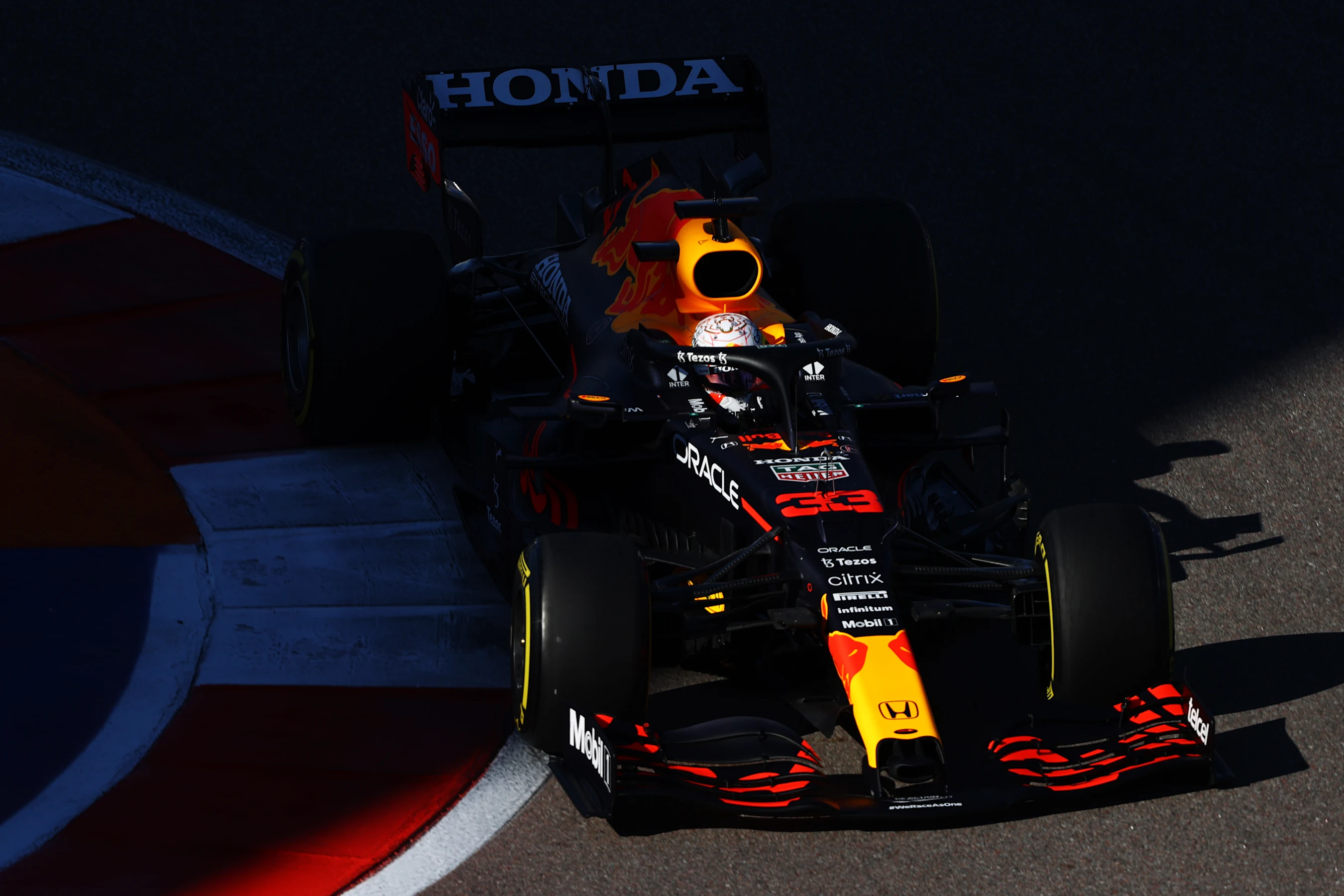 SOCHI, RUSSIA - SEPTEMBER 24: Max Verstappen of the Netherlands driving the (33) Red Bull Racing