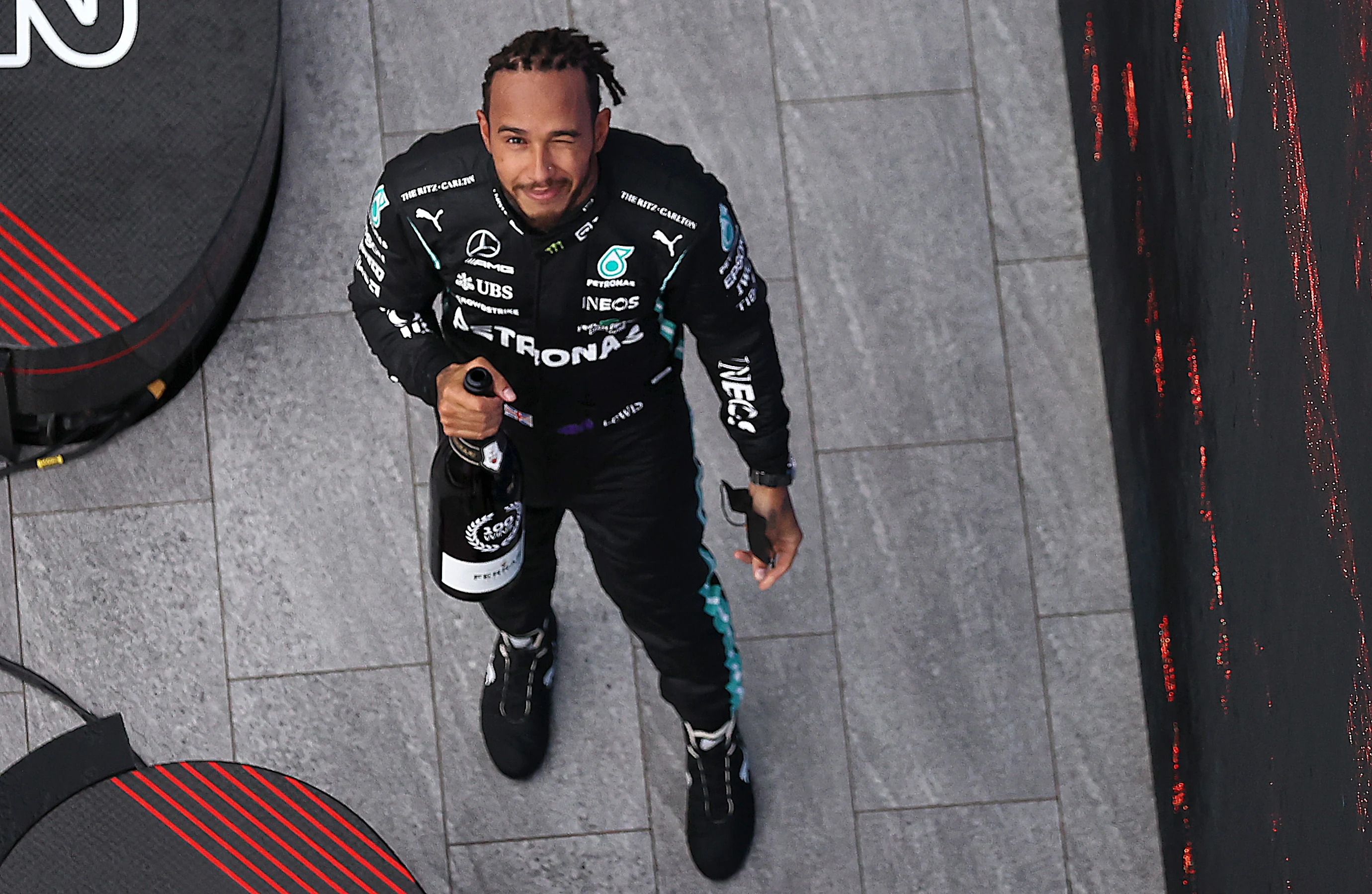 SOCHI, RUSSIA - SEPTEMBER 26: Race winner Lewis Hamilton of Great Britain and Mercedes GP
