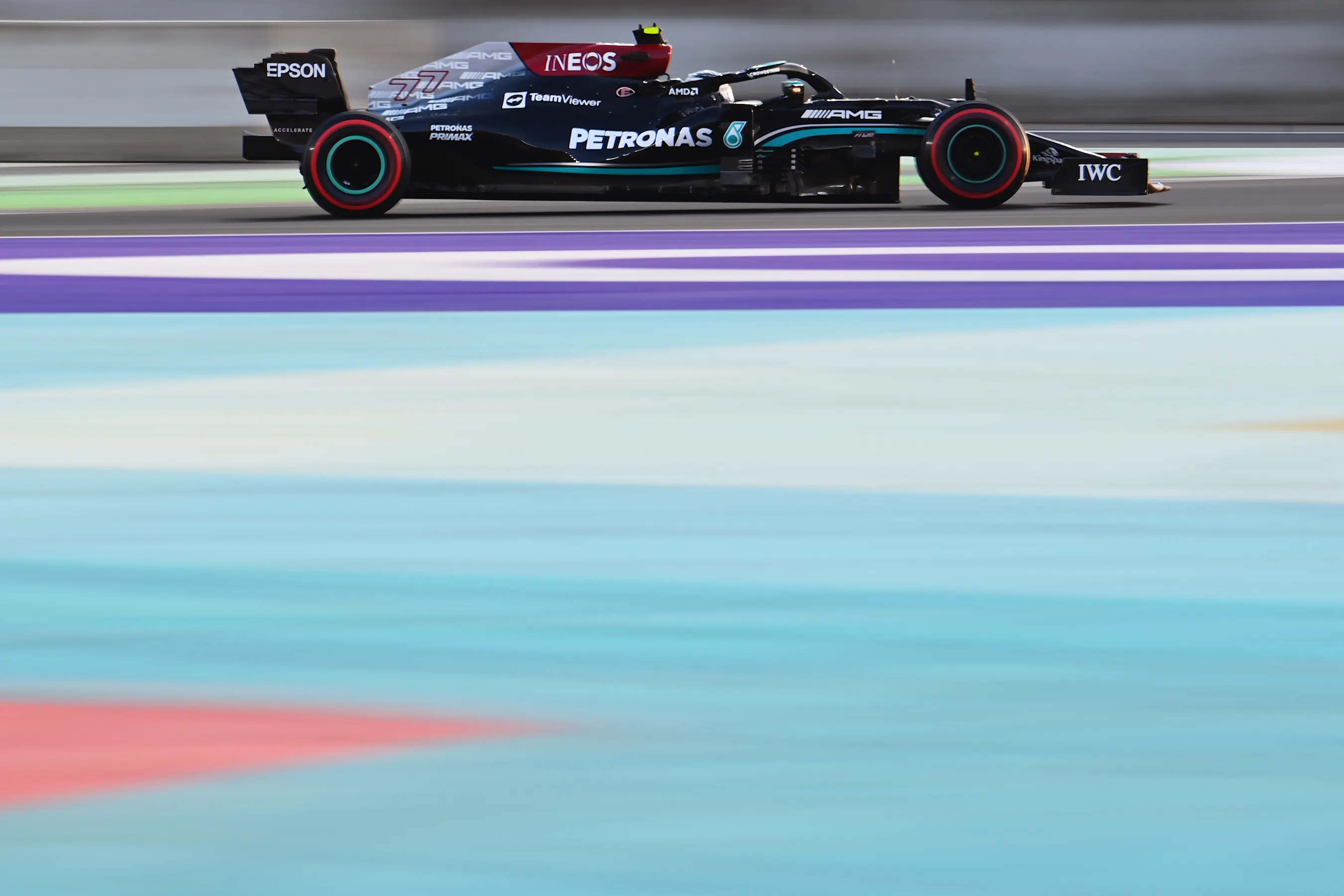JEDDAH, SAUDI ARABIA - DECEMBER 03: Valtteri Bottas of Finland driving the (77) Mercedes AMG
