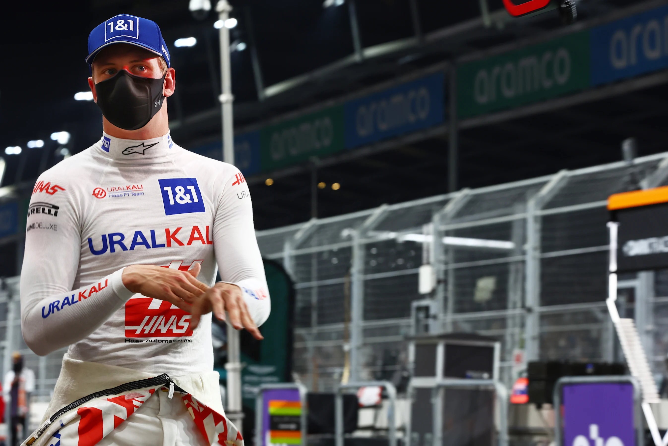 JEDDAH, SAUDI ARABIA - DECEMBER 04: Mick Schumacher of Germany and Haas F1 walks in the Pitlane