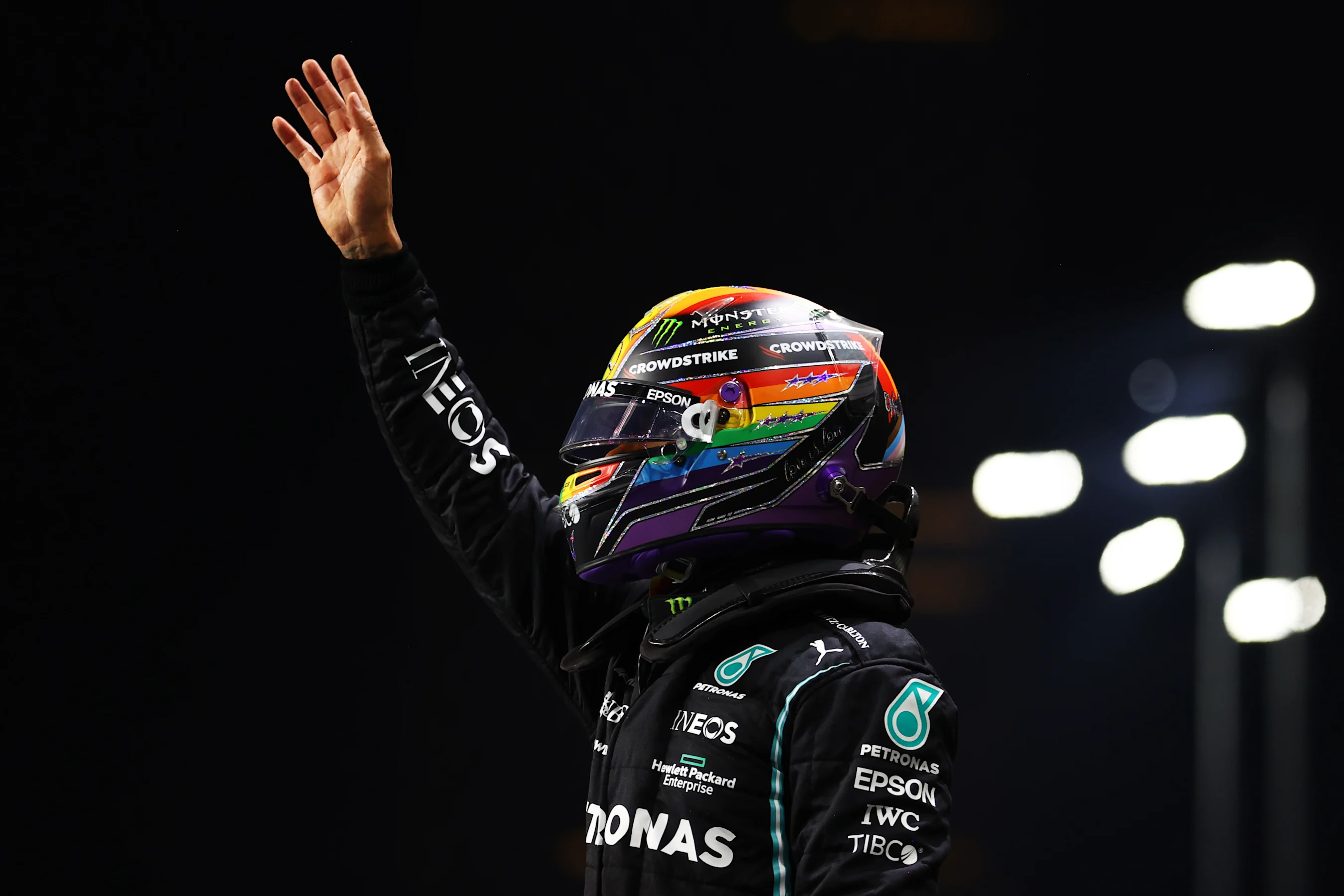 JEDDAH, SAUDI ARABIA - DECEMBER 04: Pole position qualifier Lewis Hamilton of Great Britain and