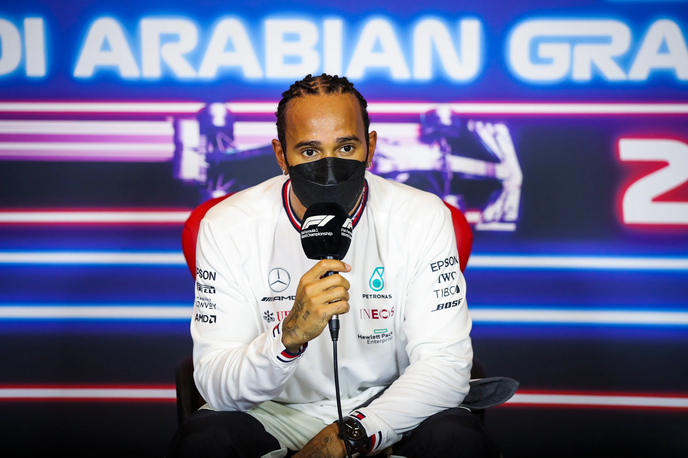 JEDDAH, SAUDI ARABIA - DECEMBER 04: Pole position qualifier Lewis Hamilton of Great Britain and