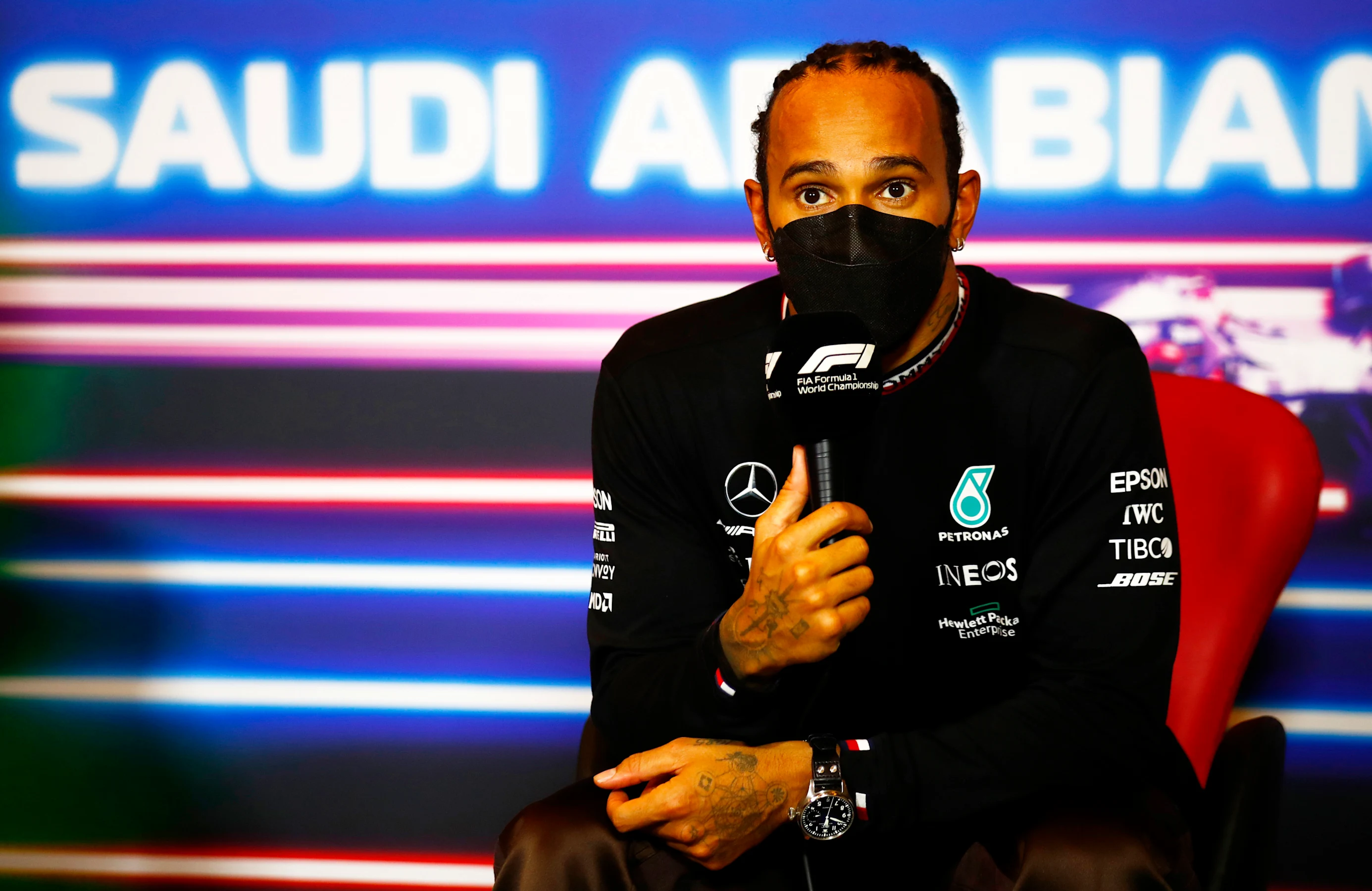 JEDDAH, SAUDI ARABIA - DECEMBER 05: Race winner Lewis Hamilton of Great Britain and Mercedes GP