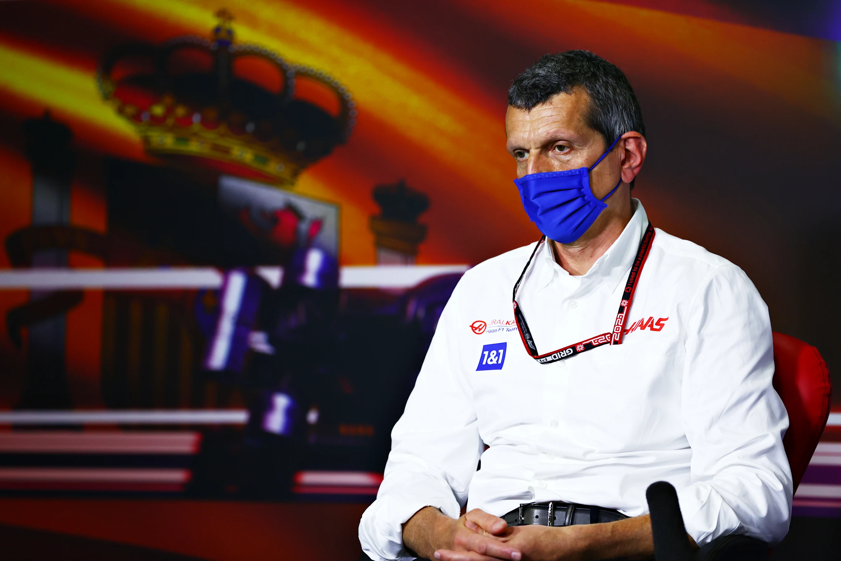 BARCELONA, SPAIN - MAY 07: Haas F1 Team Principal Guenther Steiner talks in the Team Principals