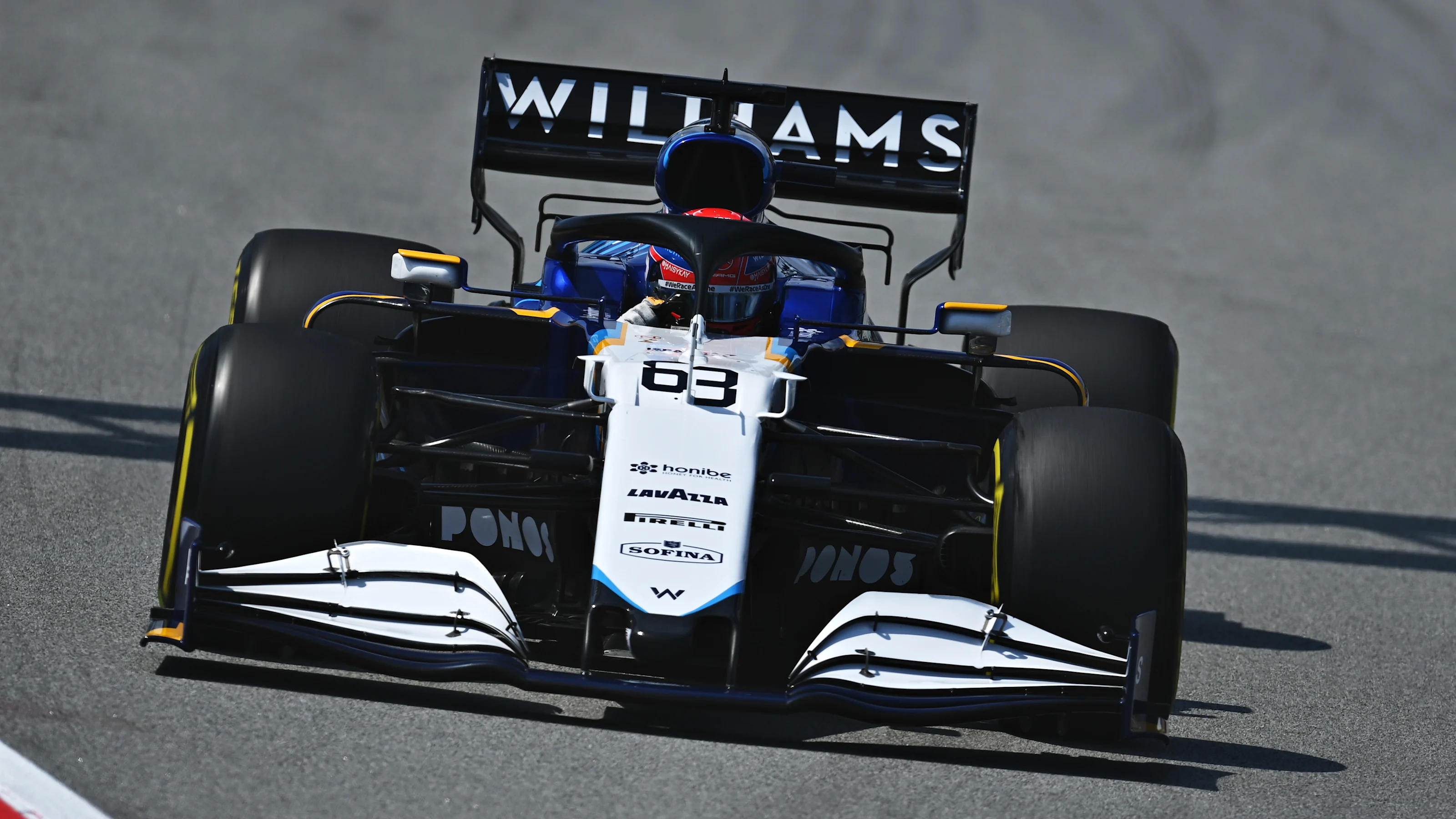 BARCELONA, SPAIN - MAY 07: George Russell of Great Britain driving the (63) Williams Racing FW43B