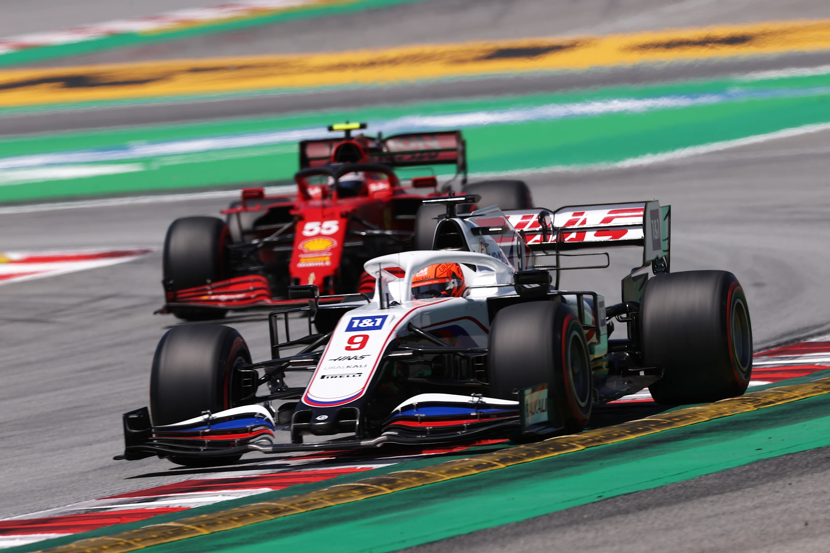 BARCELONA, SPAIN - MAY 08: Nikita Mazepin of Russia driving the (9) Haas F1 Team VF-21 Ferrari