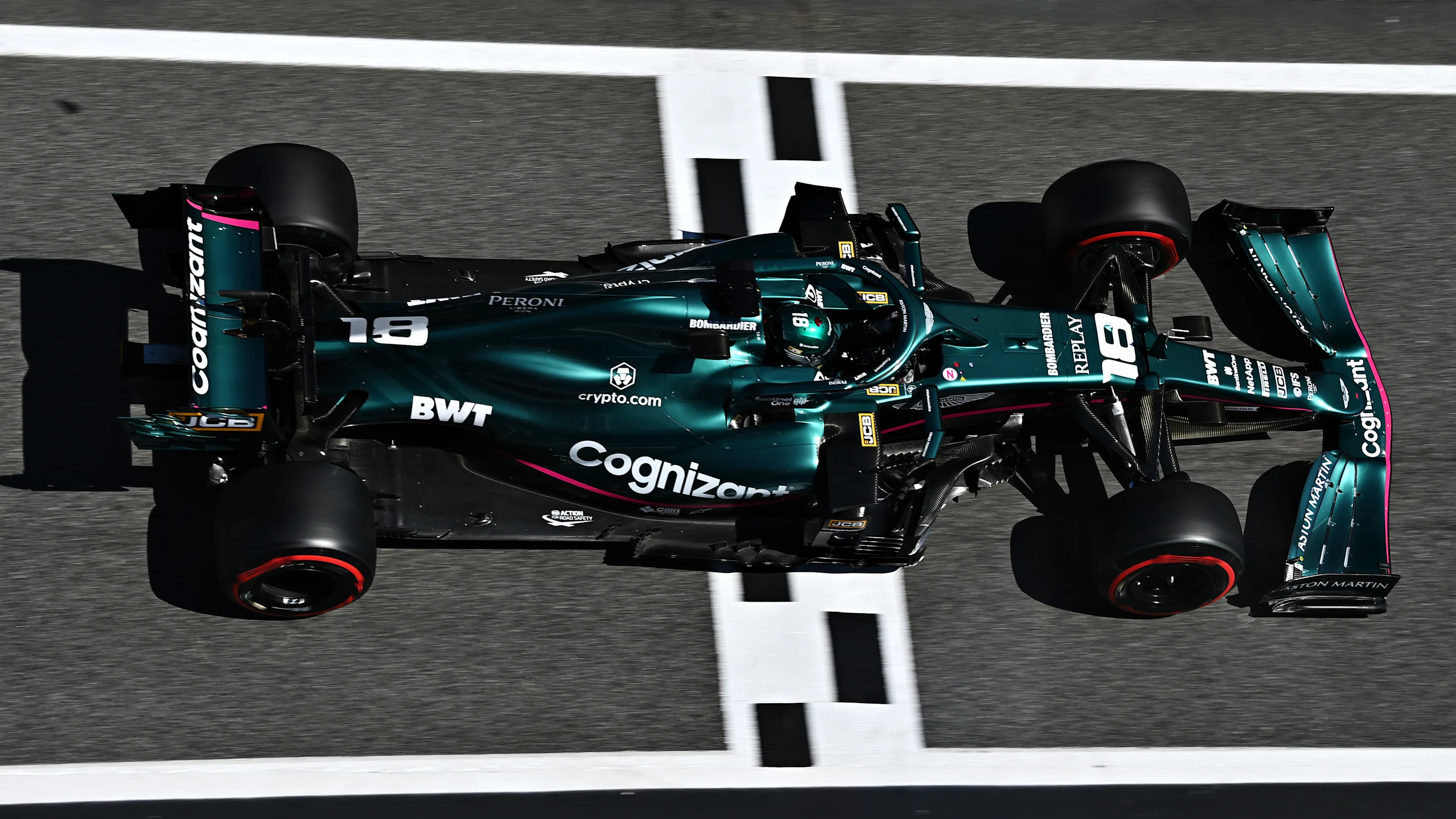 BARCELONA, SPAIN - MAY 08: Lance Stroll of Canada driving the (18) Aston Martin AMR21 Mercedes