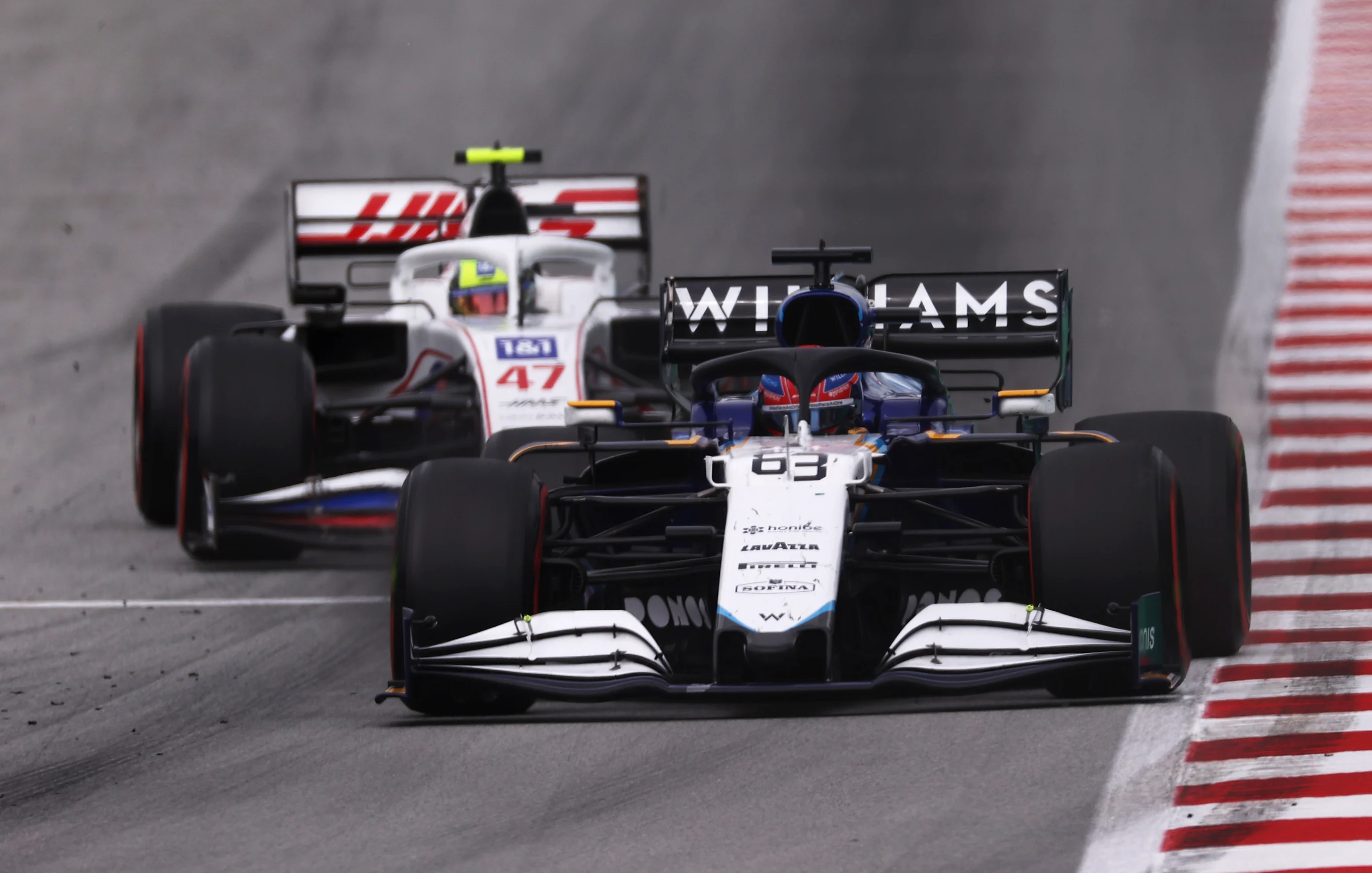 BARCELONA, SPAIN - MAY 09: George Russell of Great Britain driving the (63) Williams Racing FW43B