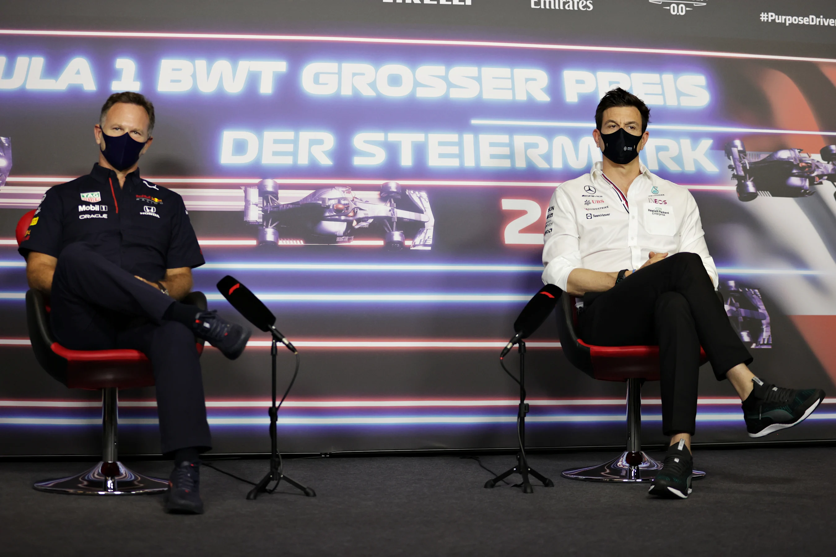 SPIELBERG, AUSTRIA - JUNE 25: Red Bull Racing Team Principal Christian Horner and Mercedes GP