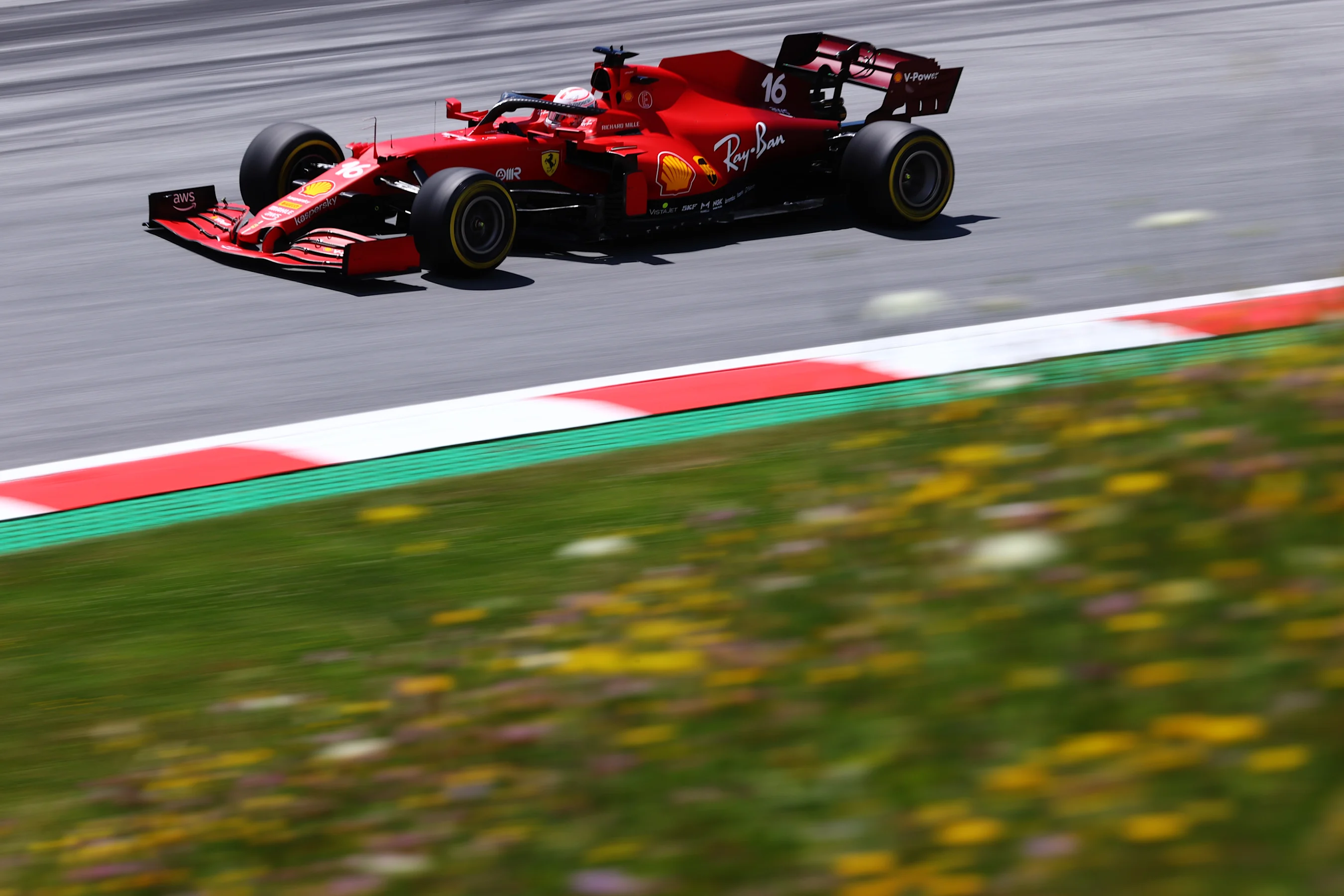SPIELBERG, AUSTRIA - JUNE 26: Charles Leclerc of Monaco driving the (16) Scuderia Ferrari SF21 on