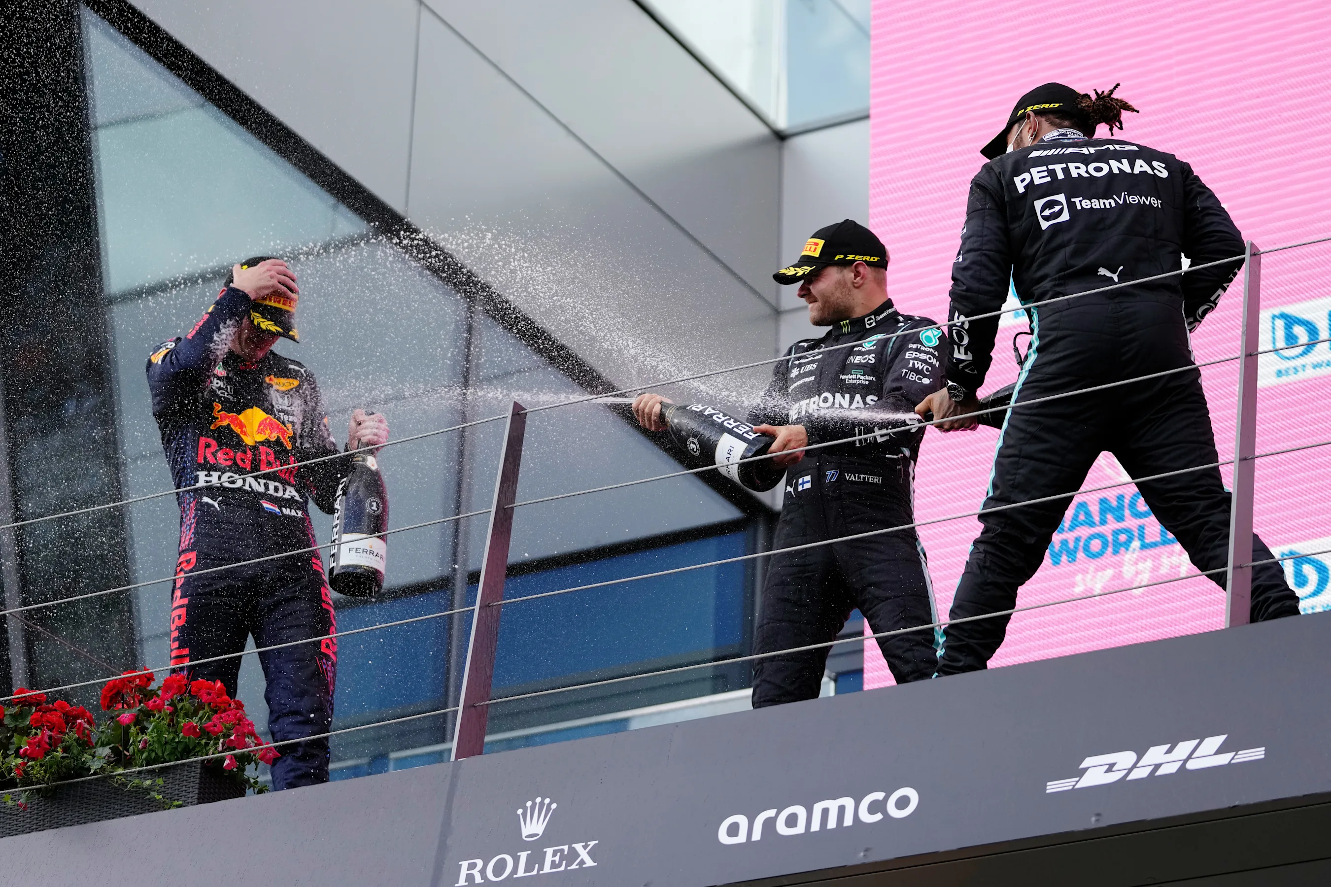 SPIELBERG, AUSTRIA - JUNE 27: Race winner Max Verstappen of Netherlands and Red Bull Racing, second