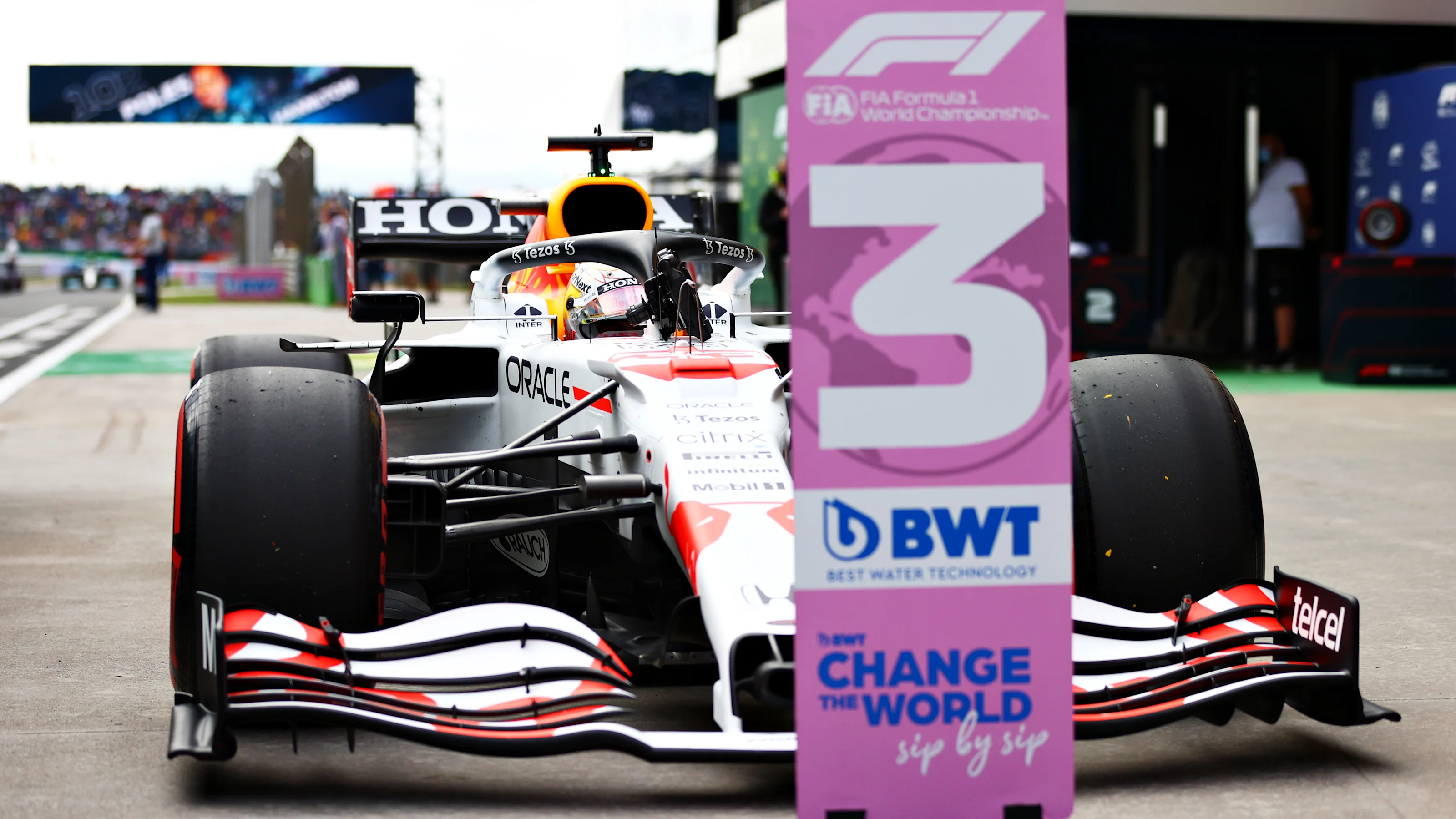 ISTANBUL, TURKEY - OCTOBER 09: Third place qualifier Max Verstappen of Netherlands and Red Bull