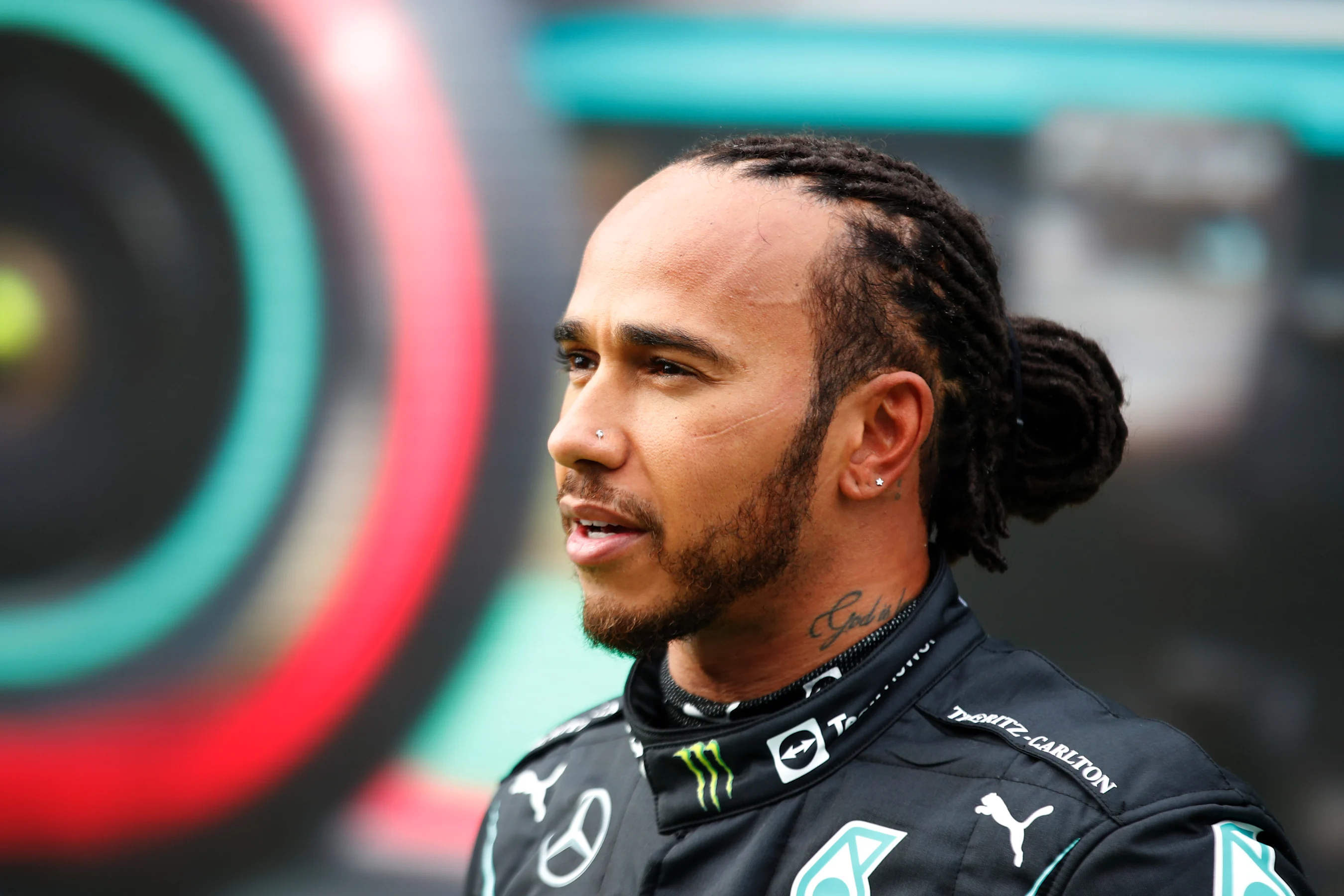 ISTANBUL, TURKEY - OCTOBER 09: Pole position qualifier Lewis Hamilton of Great Britain and Mercedes