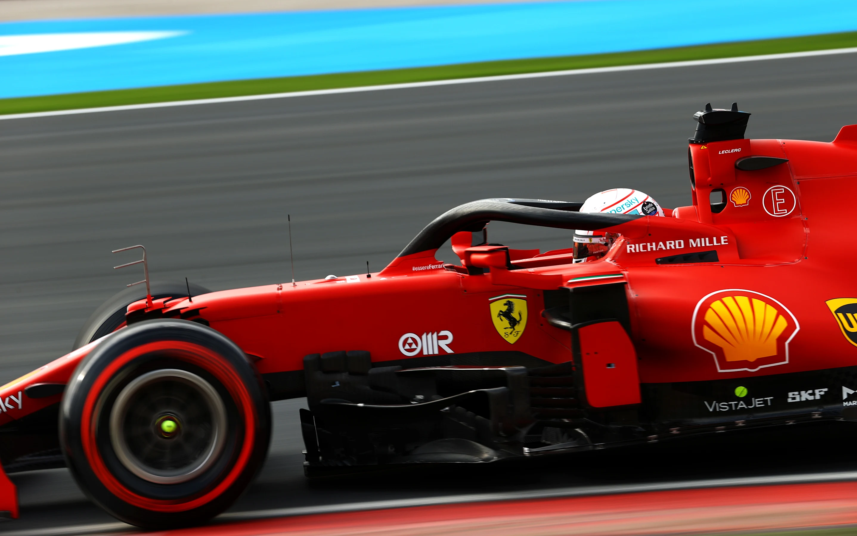 ISTANBUL, TURKEY - OCTOBER 09: Charles Leclerc of Monaco driving the (16) Scuderia Ferrari SF21