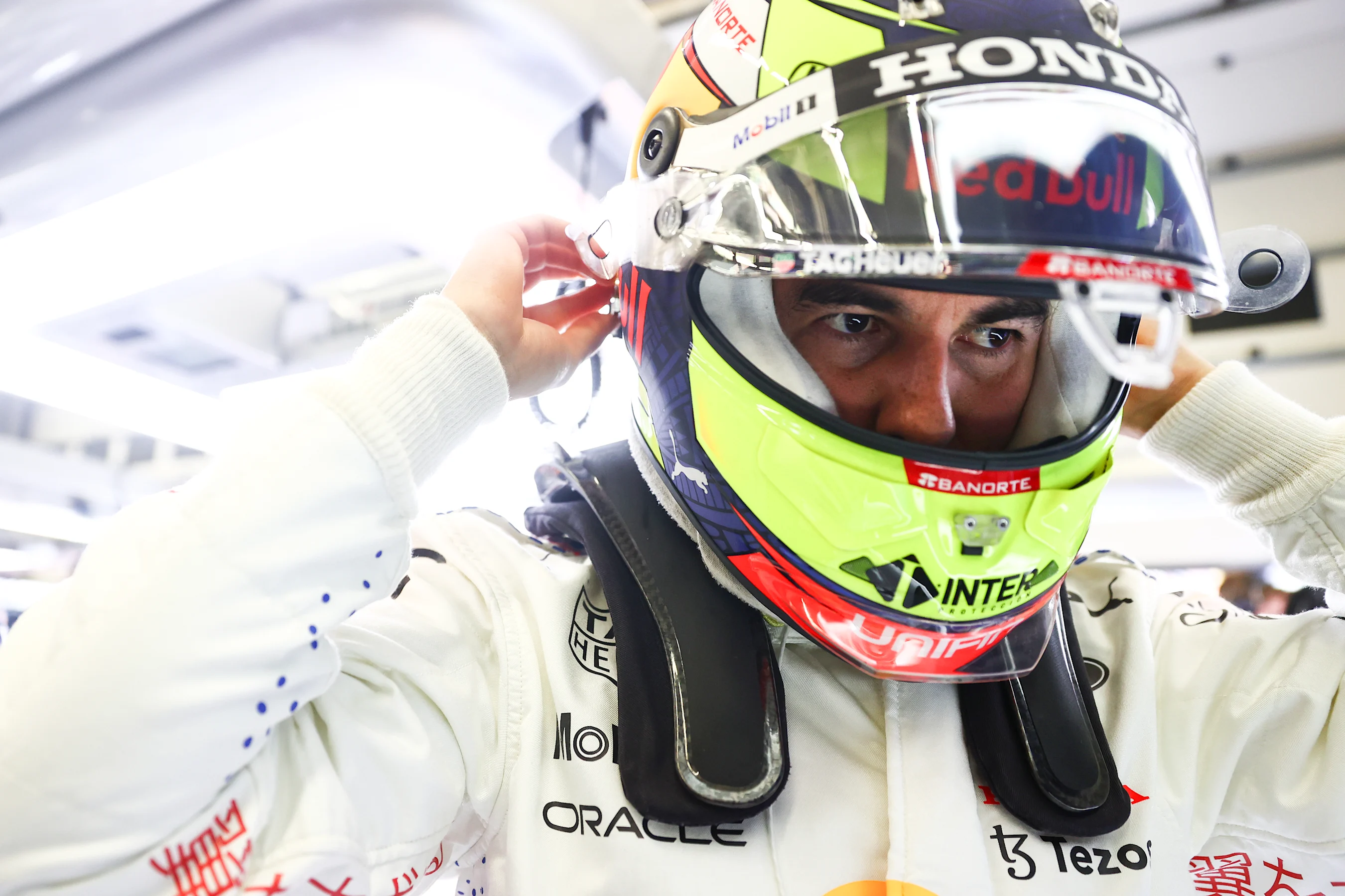 ISTANBUL, TURKEY - OCTOBER 09: Sergio Perez of Mexico and Red Bull Racing prepares to drive in the