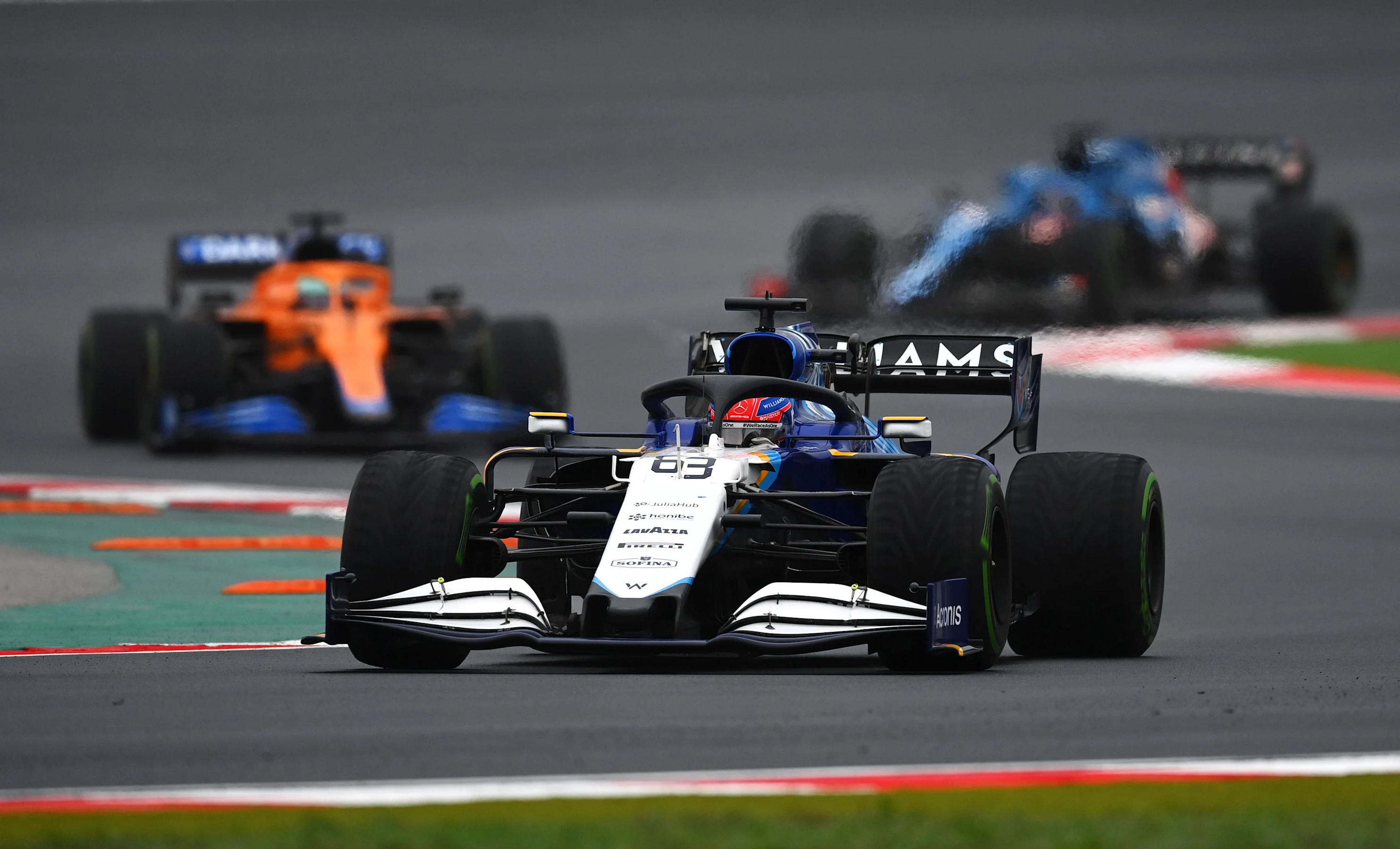 ISTANBUL, TURKEY - OCTOBER 10: George Russell of Great Britain driving the (63) Williams Racing