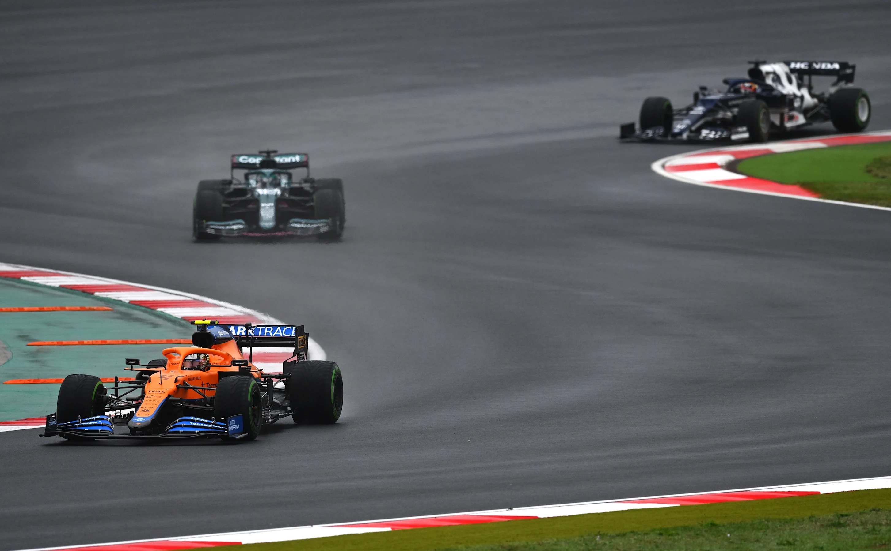 ISTANBUL, TURKEY - OCTOBER 10: Lando Norris of Great Britain driving the (4) McLaren F1 Team MCL35M