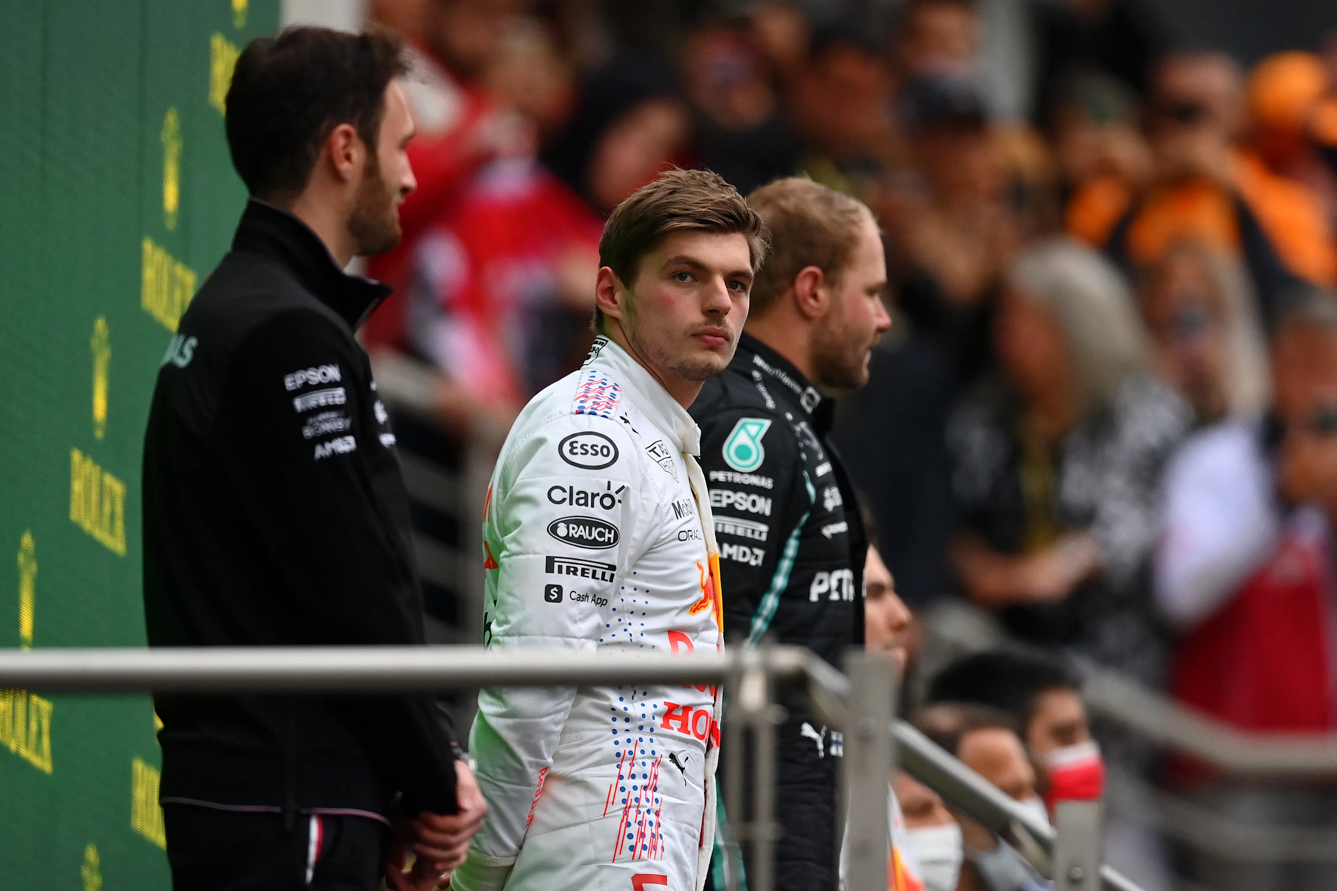 ISTANBUL, TURKEY - OCTOBER 10: Second placed Max Verstappen of Netherlands and Red Bull Racing