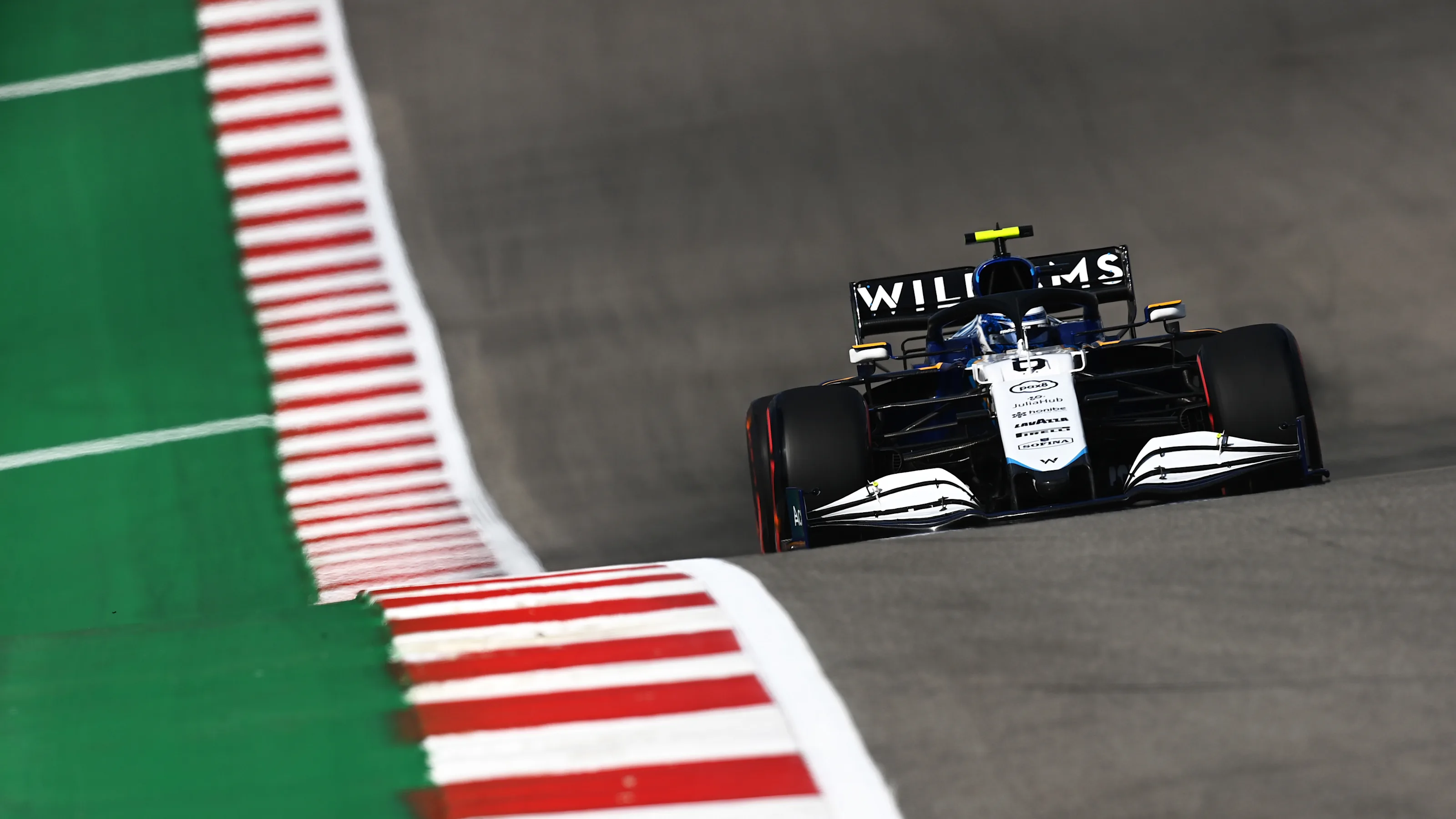 AUSTIN, TEXAS - OCTOBER 22: Nicholas Latifi of Canada driving the (6) Williams Racing FW43B