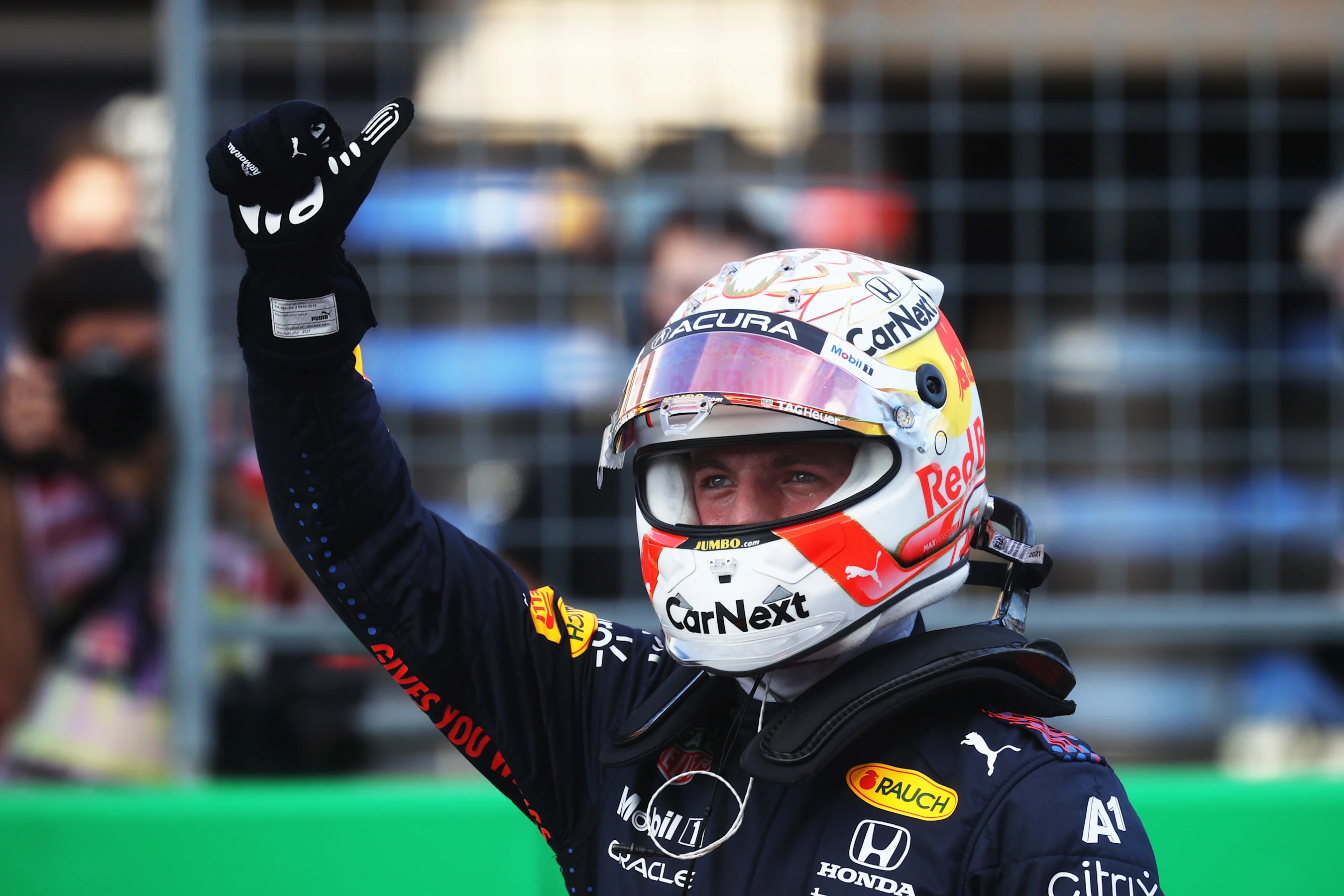 AUSTIN, TEXAS - OCTOBER 23: Pole position qualifier Max Verstappen of Netherlands and Red Bull