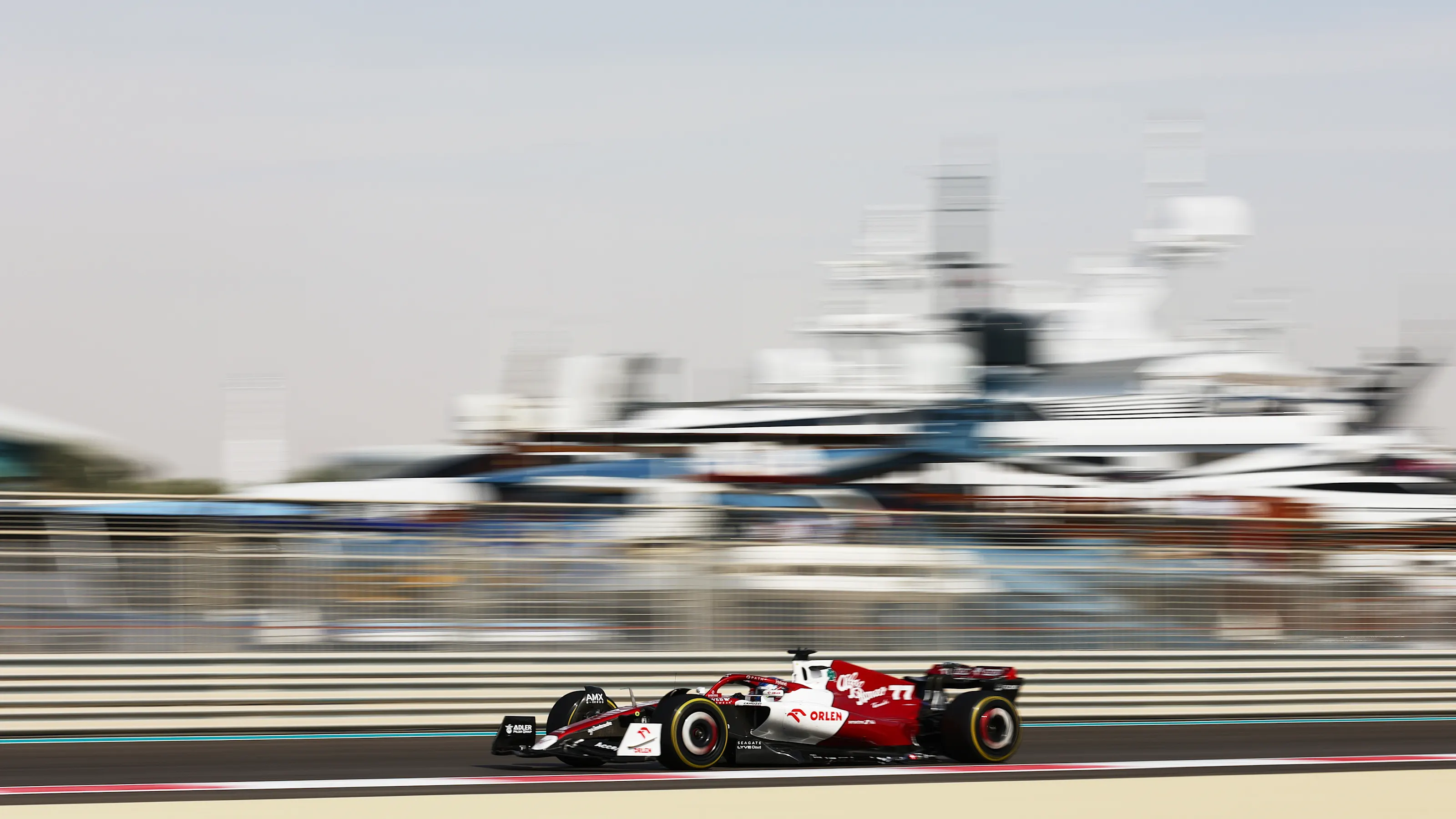 ABU DHABI, UNITED ARAB EMIRATES - NOVEMBER 18: Valtteri Bottas of Finland driving the (77) Alfa