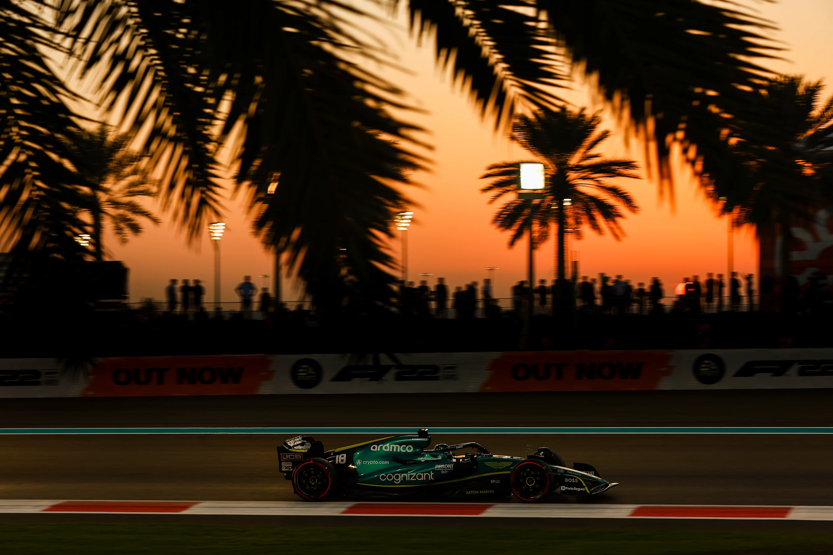 ABU DHABI, UNITED ARAB EMIRATES - NOVEMBER 18: Lance Stroll of Canada driving the (18) Aston Martin