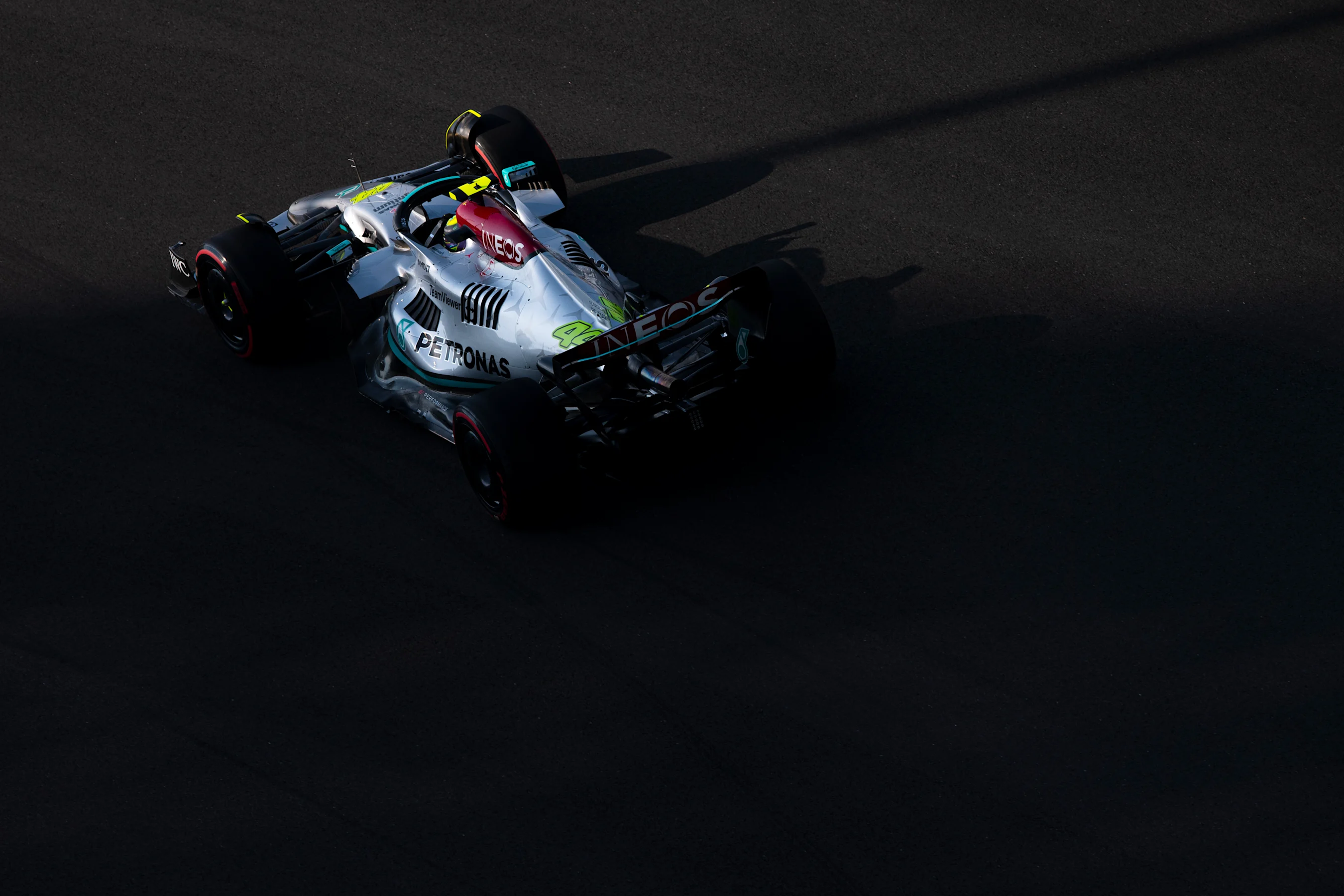 ABU DHABI, UNITED ARAB EMIRATES - NOVEMBER 19: Lewis Hamilton of Great Britain driving the (44)