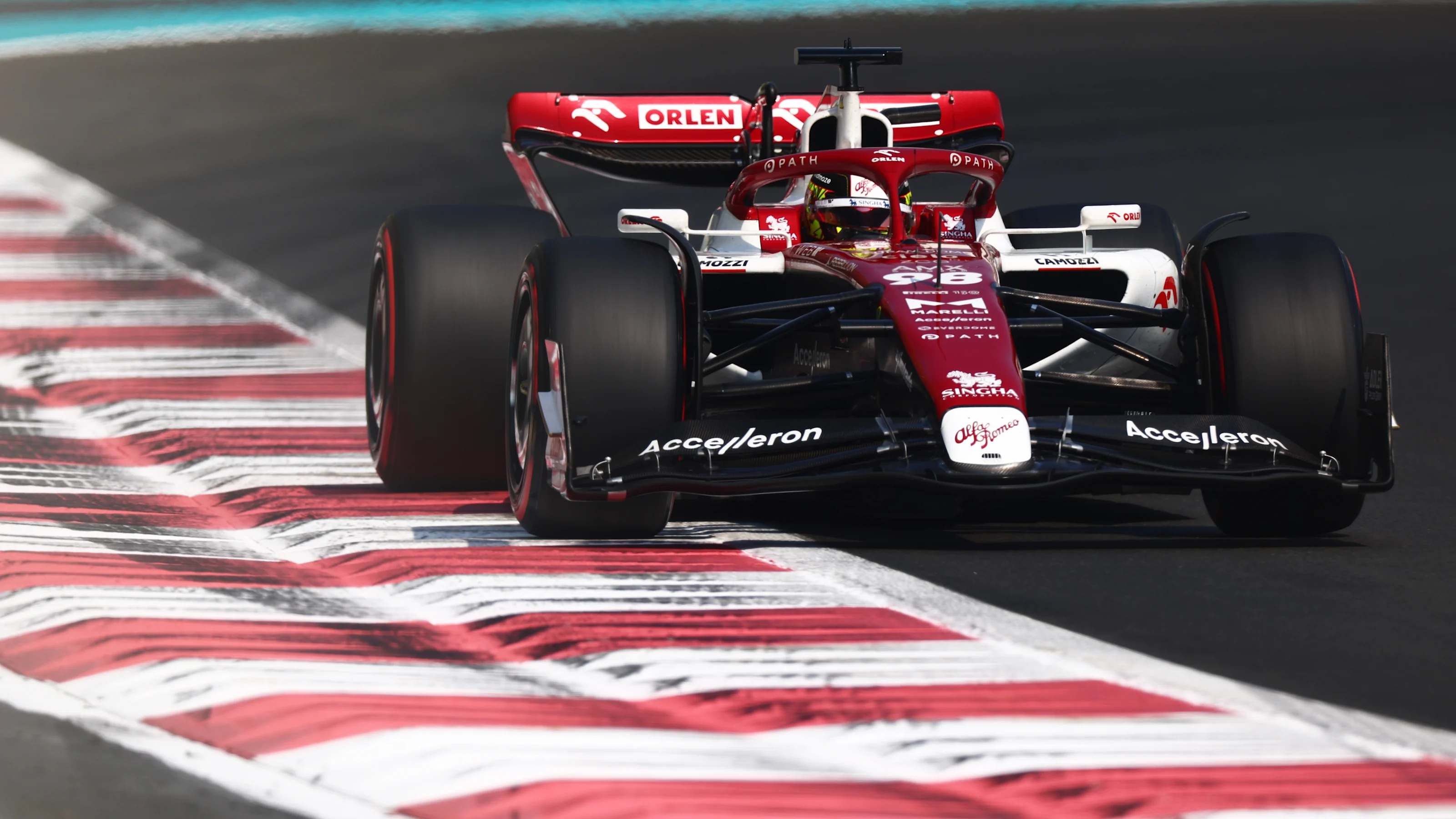 ABU DHABI, UNITED ARAB EMIRATES - NOVEMBER 22: Theo Pourchaire of France driving the Alfa Romeo F1