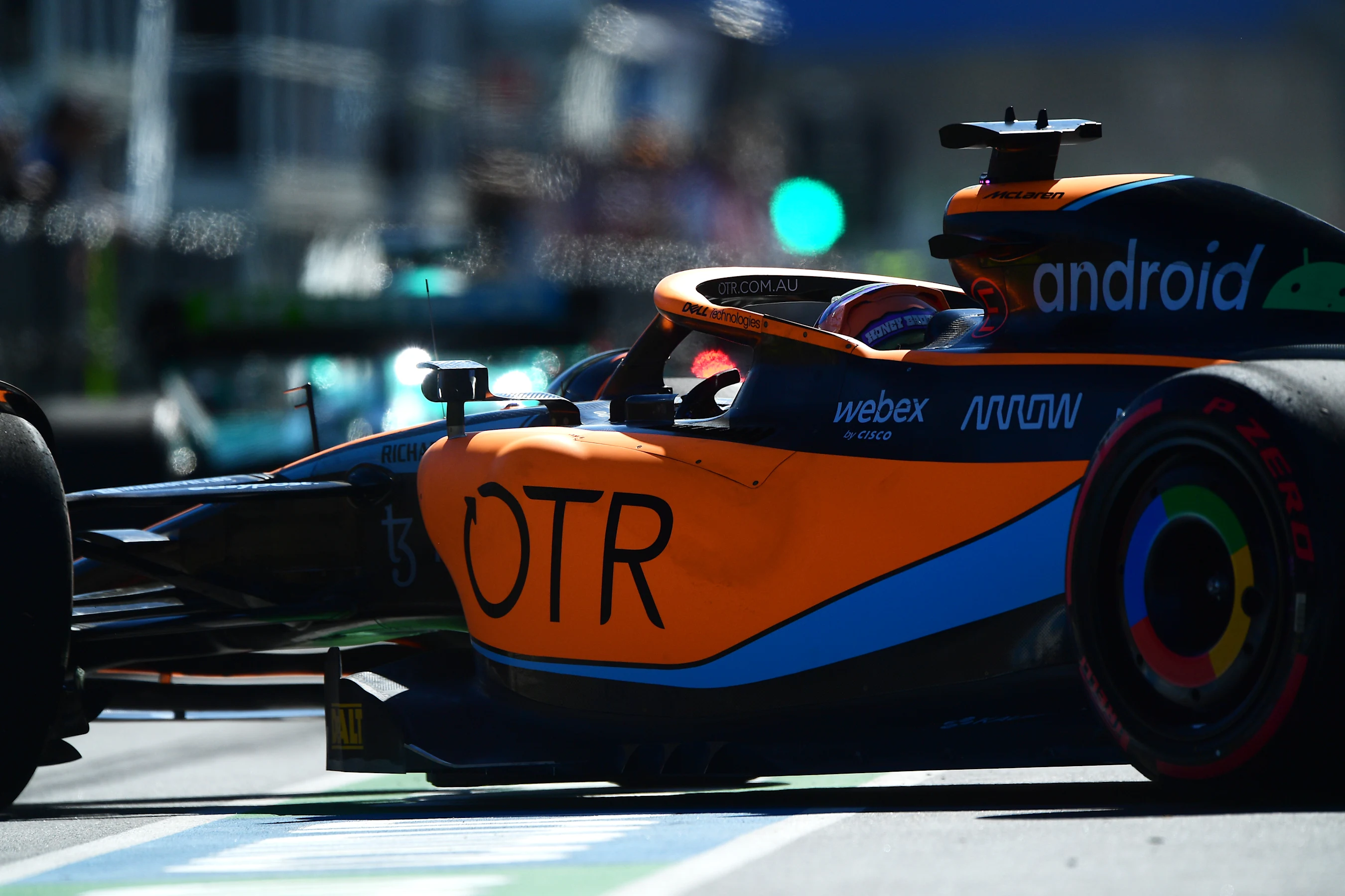 MELBOURNE, AUSTRALIA - APRIL 08: Daniel Ricciardo of Australia driving the (3) McLaren MCL36