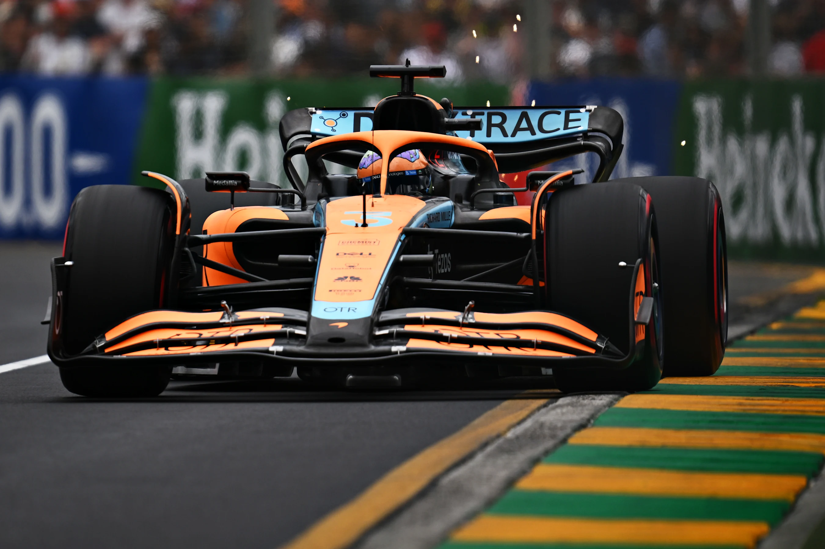 MELBOURNE, AUSTRALIA - APRIL 09: Daniel Ricciardo of Australia driving the (3) McLaren MCL36