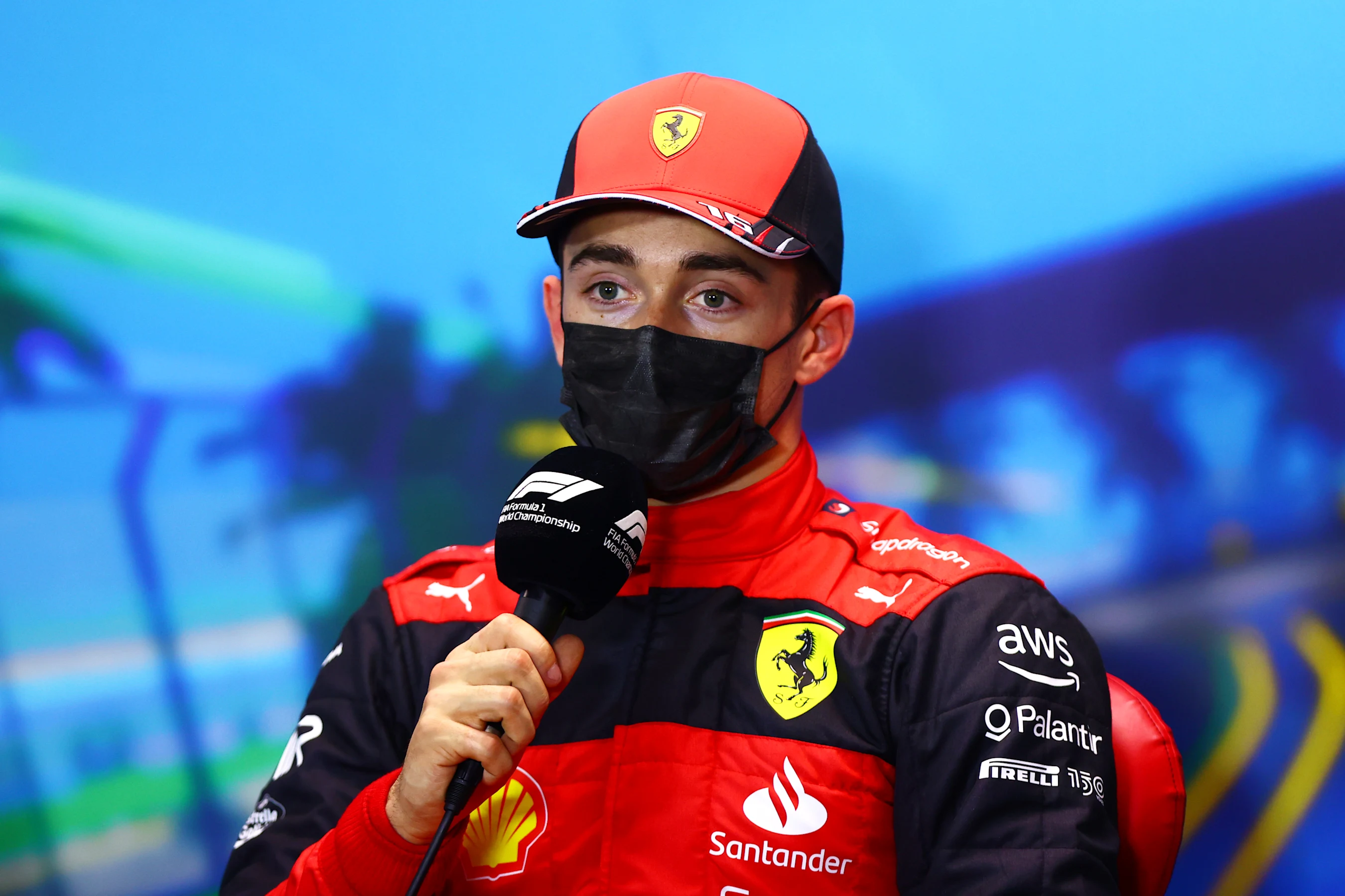 MELBOURNE, AUSTRALIA - APRIL 09: Pole position qualifier Charles Leclerc of Monaco and Ferrari