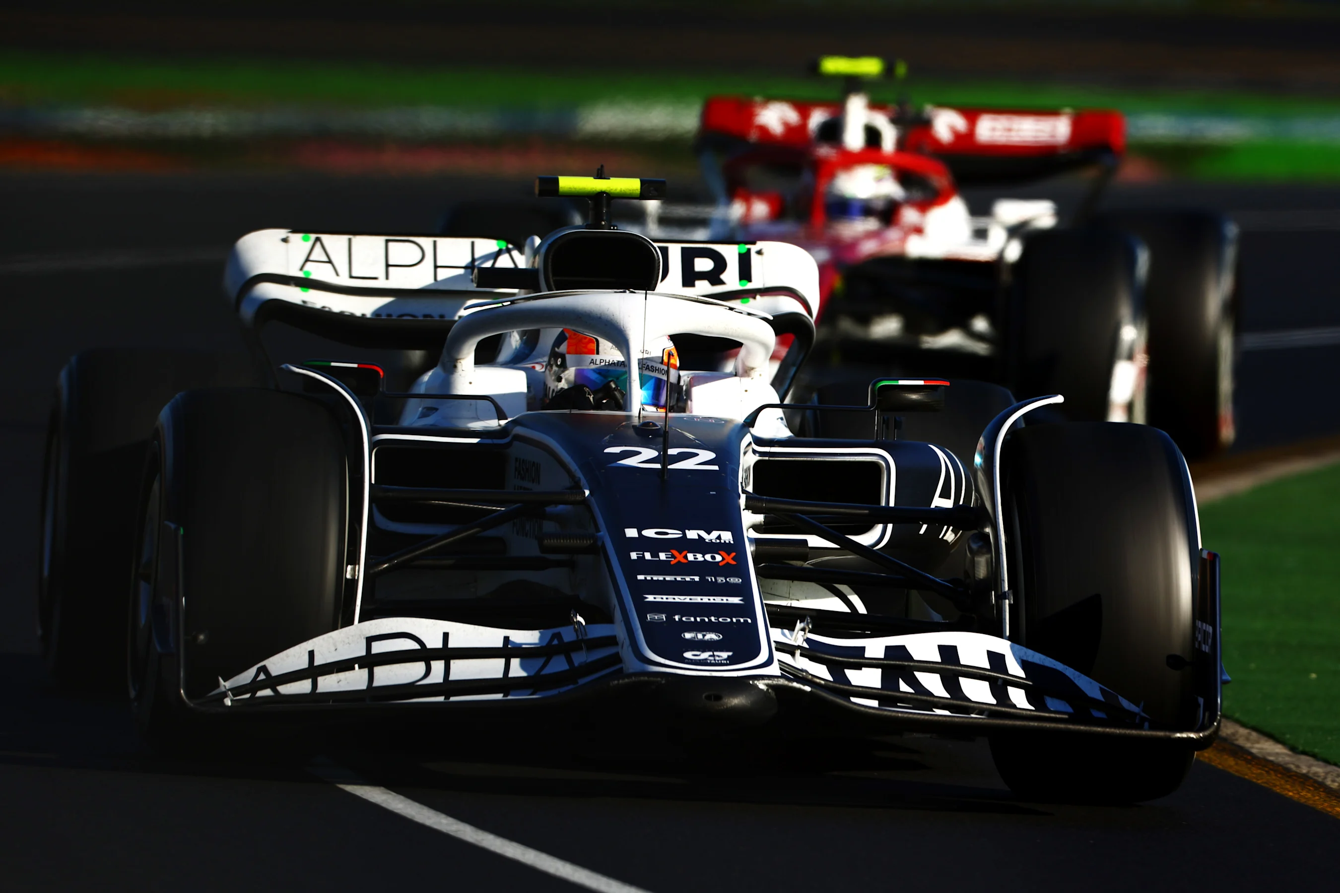 MELBOURNE, AUSTRALIA - APRIL 10: Yuki Tsunoda of Japan driving the (22) Scuderia AlphaTauri AT03 on