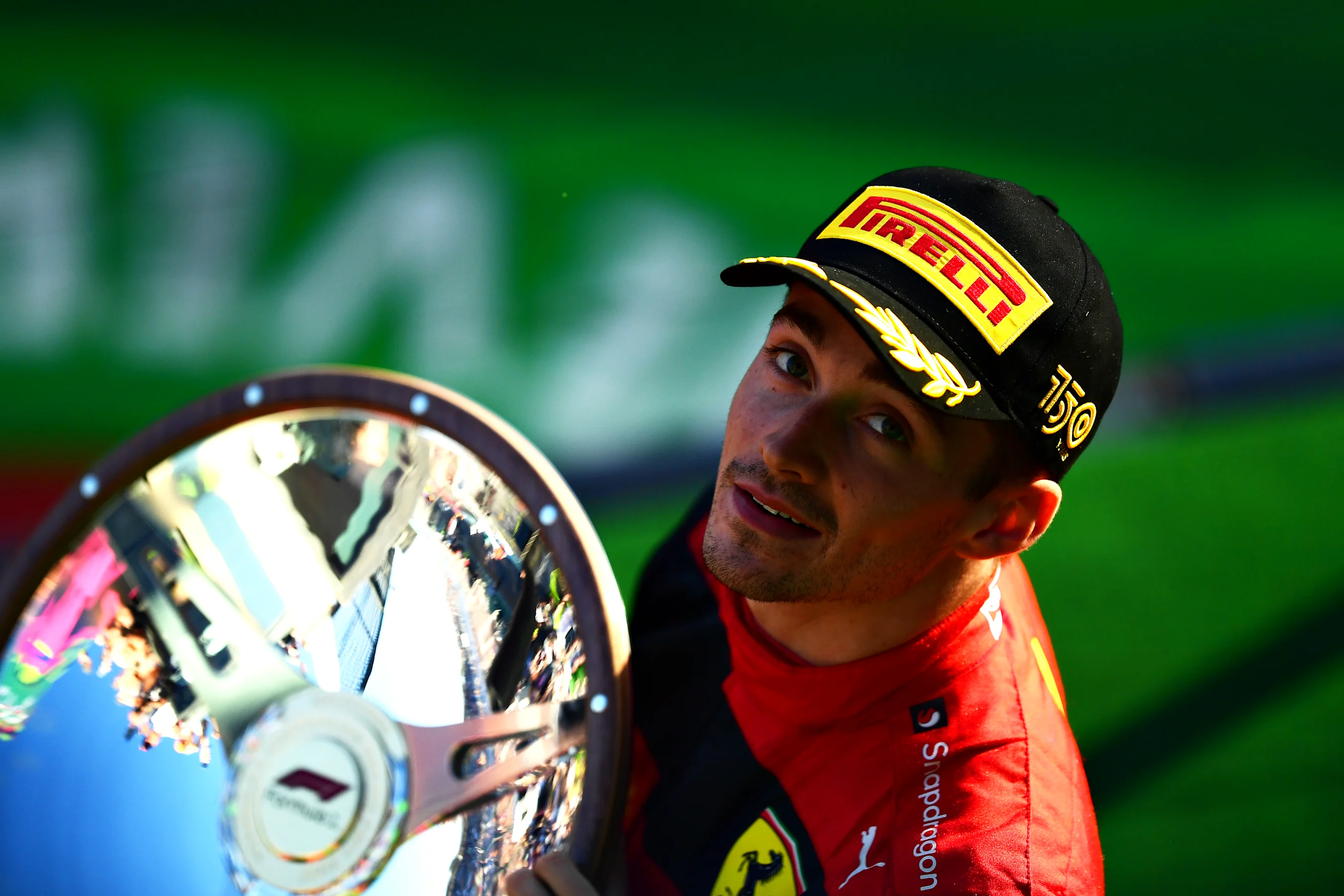 MELBOURNE, AUSTRALIA - APRIL 10: Race winner Charles Leclerc of Monaco and Ferrari celebrates on