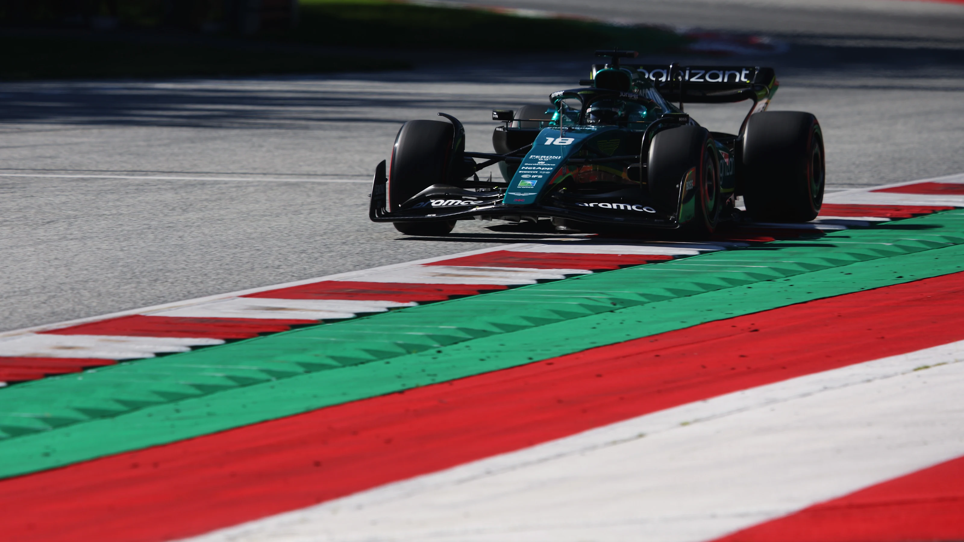 SPIELBERG, AUSTRIA - JULY 08: Lance Stroll of Canada driving the (18) Aston Martin AMR22 Mercedes