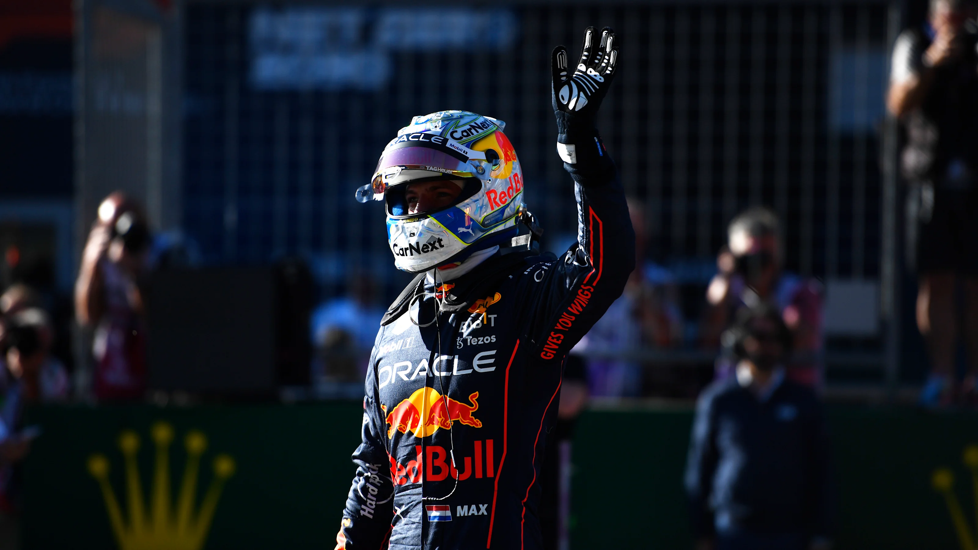 SPIELBERG, AUSTRIA - JULY 08: Pole position qualifier Max Verstappen of the Netherlands and Oracle