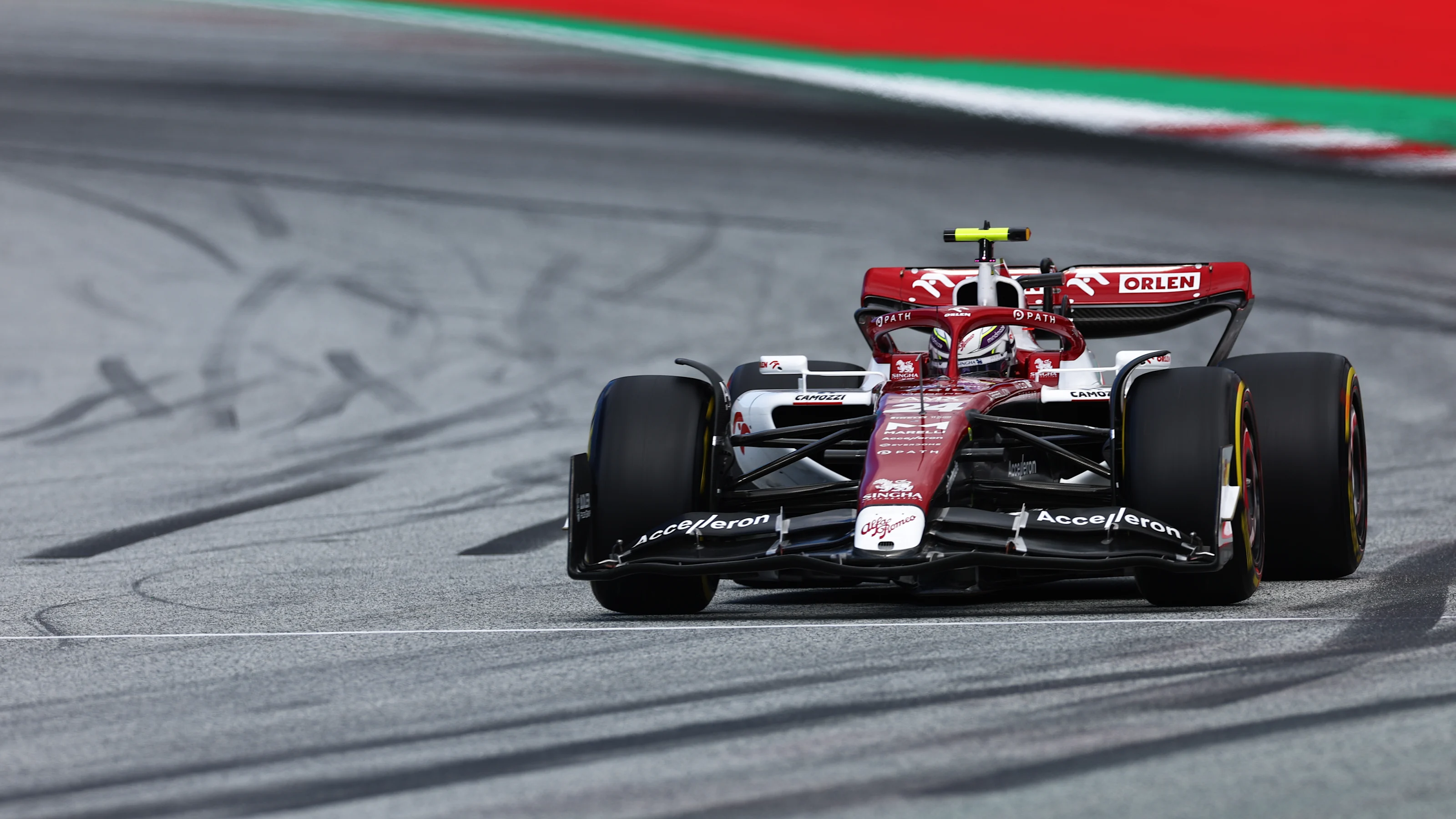 SPIELBERG, AUSTRIA - JULY 09: Zhou Guanyu of China driving the (24) Alfa Romeo F1 C42 Ferrari on