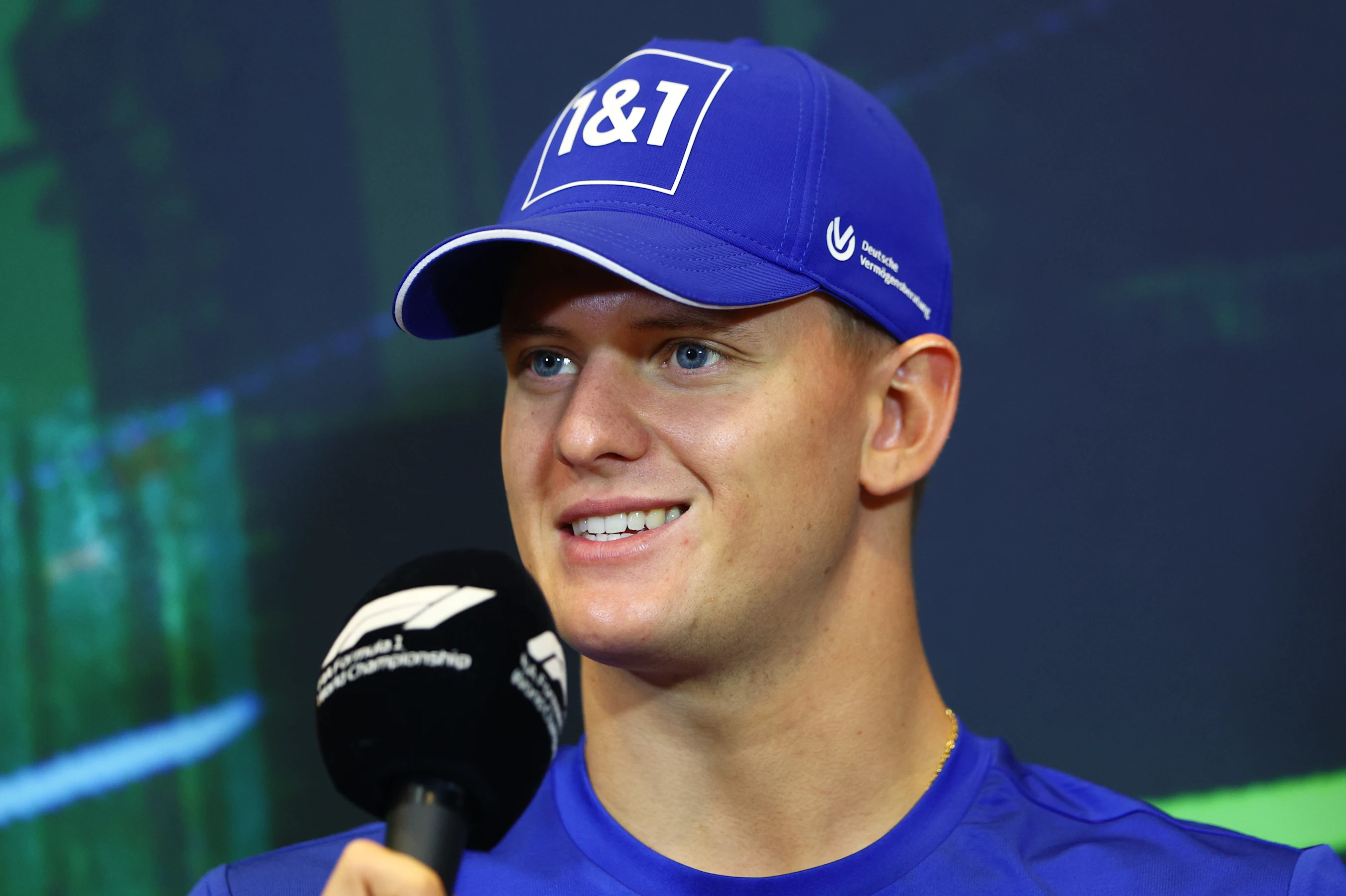 BAKU, AZERBAIJAN - JUNE 10: Mick Schumacher of Germany and Haas F1 talks in the Drivers Press