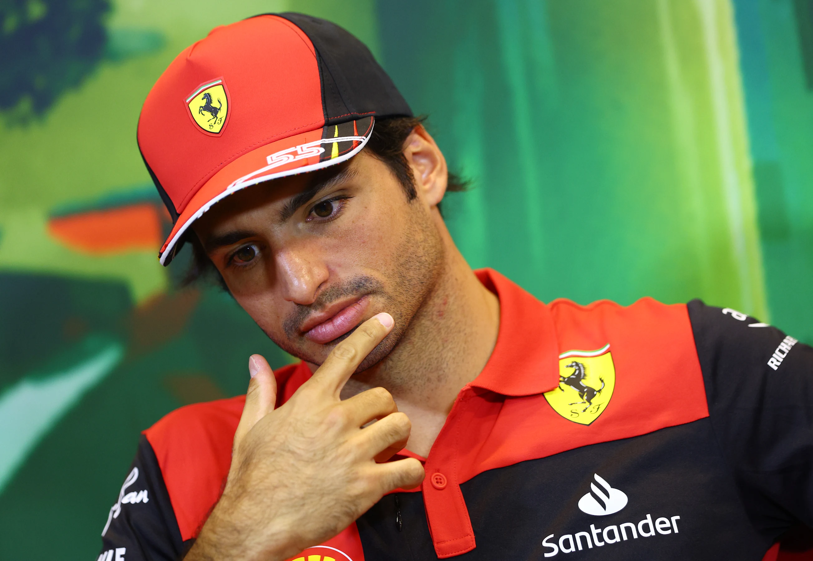 BAKU, AZERBAIJAN - JUNE 10: Carlos Sainz of Spain and Ferrari looks on in the Drivers Press