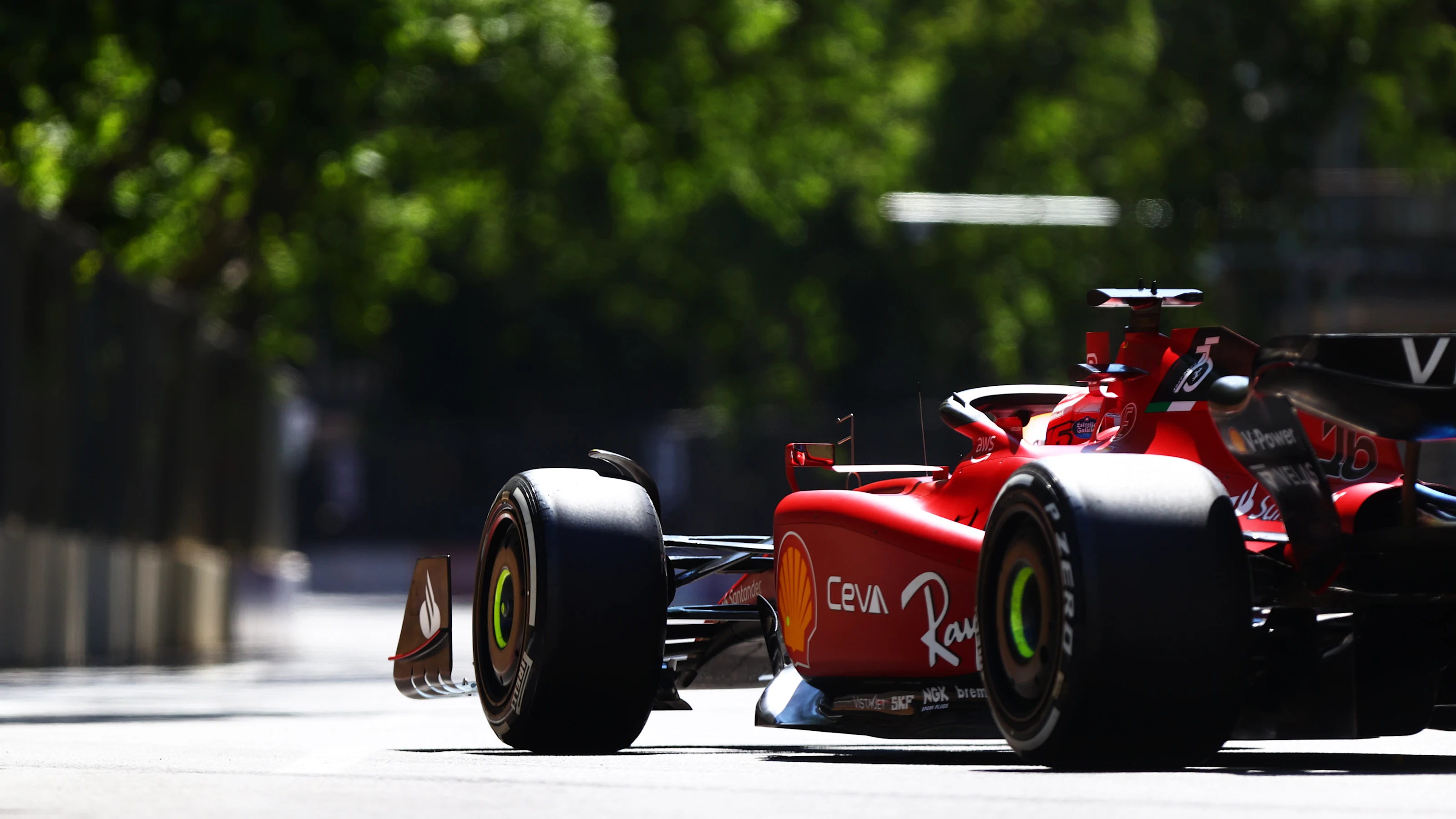 BAKU, AZERBAIJAN - JUNE 10: Charles Leclerc of Monaco driving the (16) Ferrari F1-75 on track