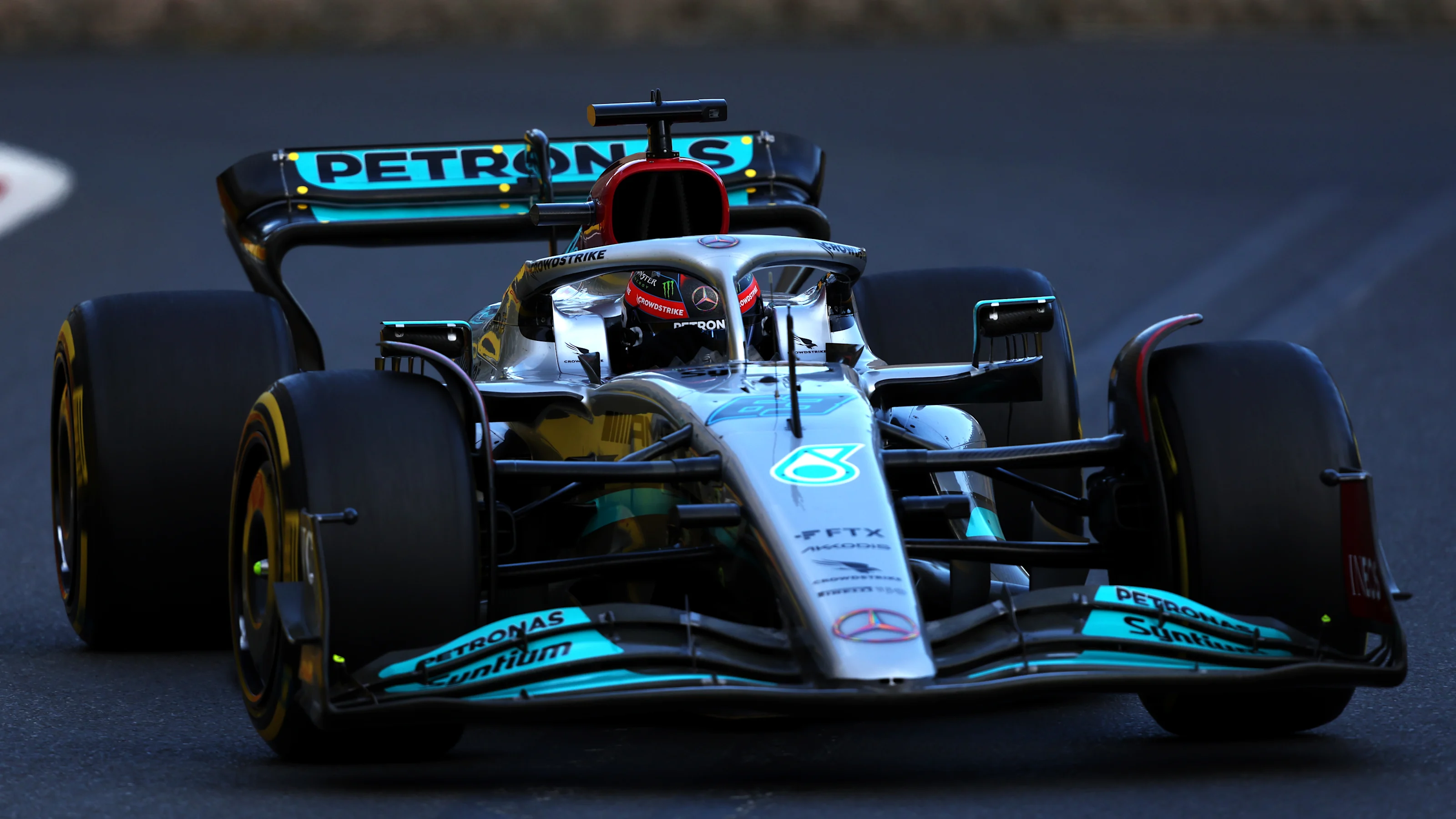 BAKU, AZERBAIJAN - JUNE 10: George Russell of Great Britain driving the (63) Mercedes AMG Petronas