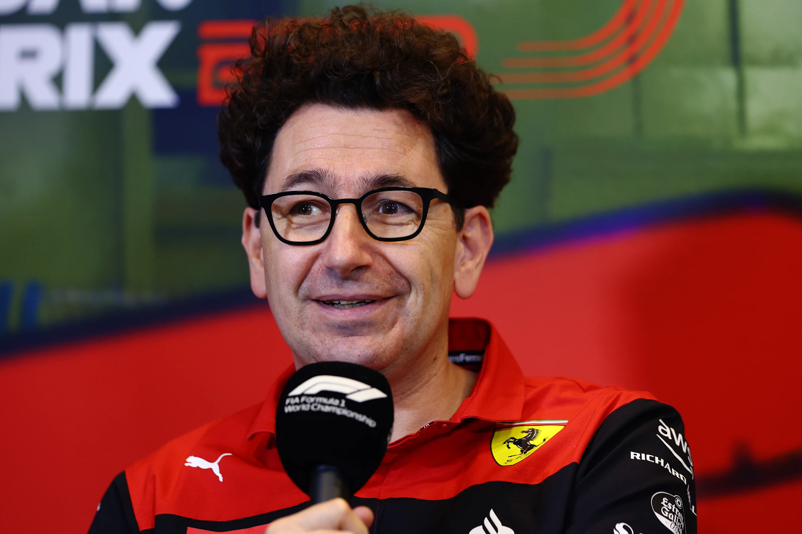 BAKU, AZERBAIJAN - JUNE 11: Scuderia Ferrari Team Principal Mattia Binotto talks in the Team