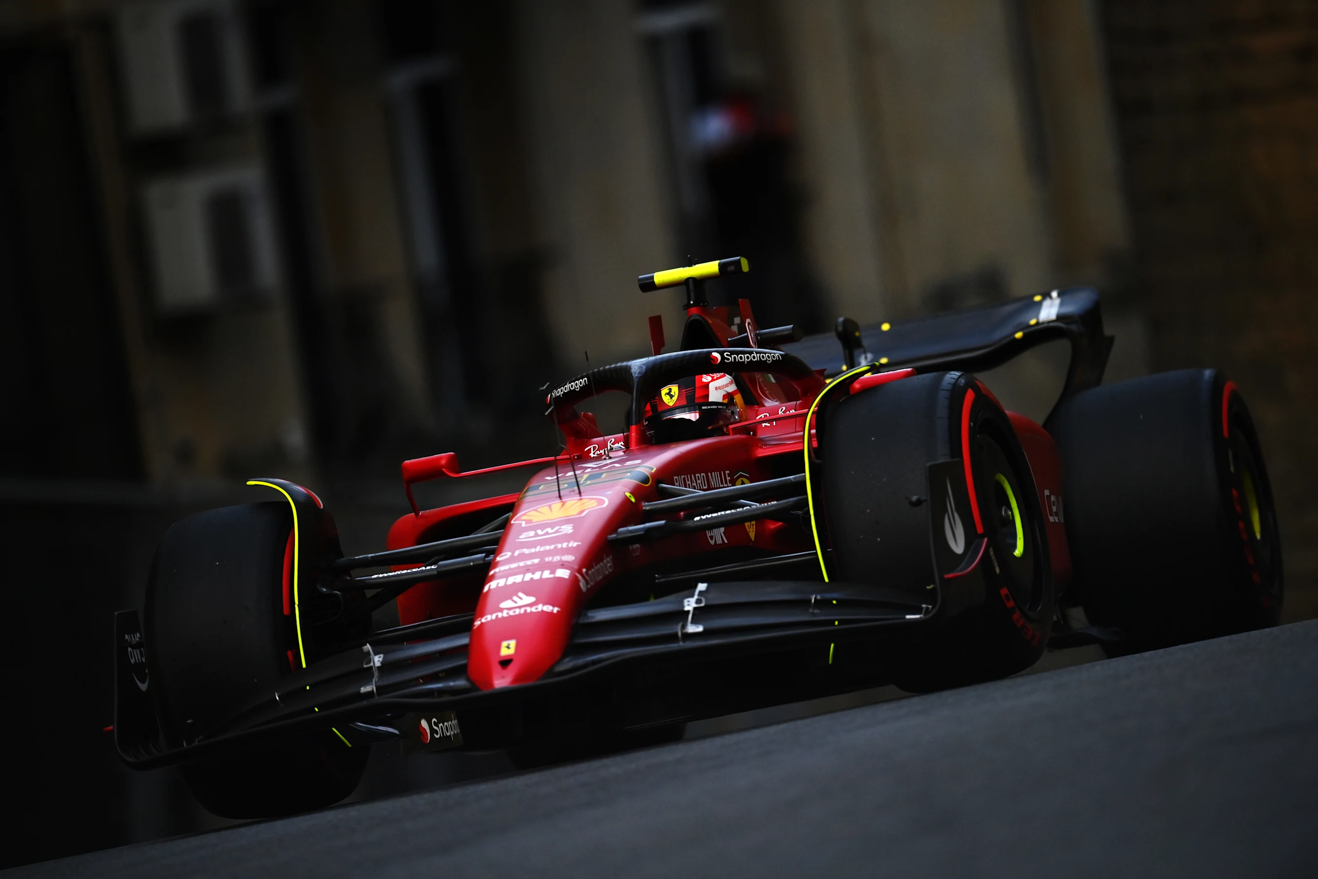 BAKU, AZERBAIJAN - JUNE 11: Carlos Sainz of Spain driving (55) the Ferrari F1-75 on track during