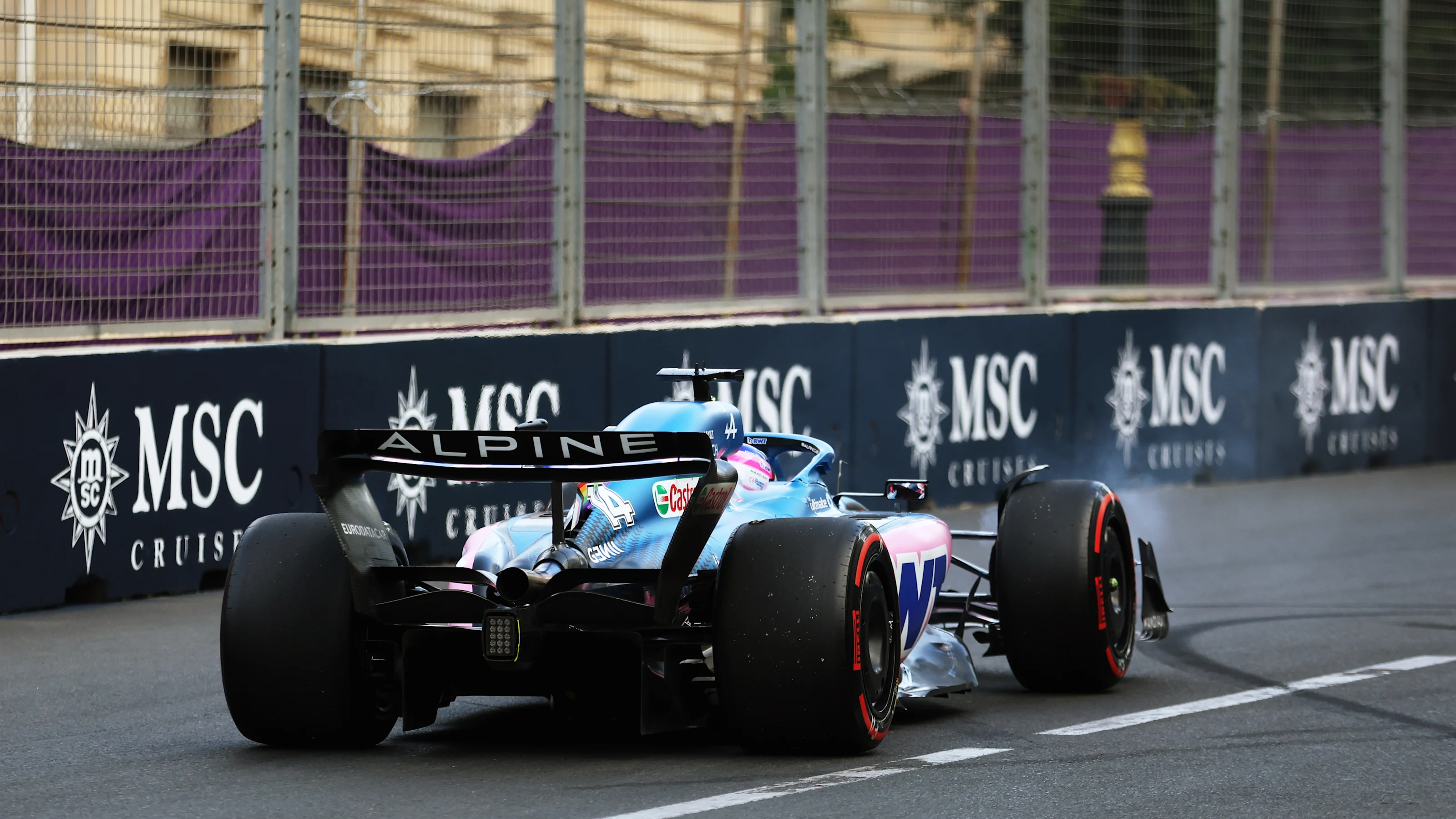 BAKU, AZERBAIJAN - JUNE 11: Fernando Alonso of Spain driving the (14) Alpine F1 A522 Renault into